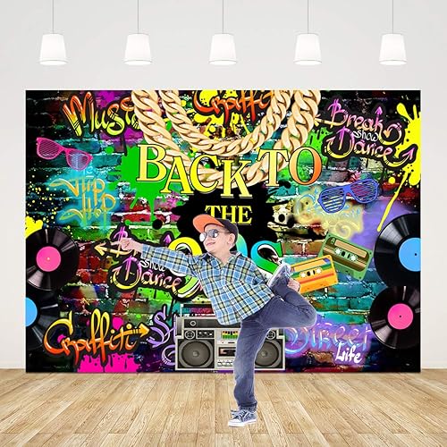 Miniatura 4 de Decoraciones de fiesta de hip hop de los años 90 de 7 x 5 pies, pared de ladrillo de regreso a fondos de los años 90 para fiestas I Love The 90,