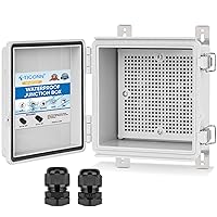 Vista 10 de TICONN - Caja de conexiones eléctricas impermeable IP67, recinto de plástico ABS con tapa con bisagras, con placa de montaje, soportes de pared