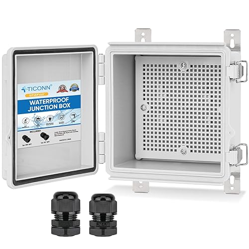 TICONN Caja de conexiones eléctricas impermeables IP67 carcasa de plástico ABS con cubierta con bisagras con placa de montaje, soportes de pared,