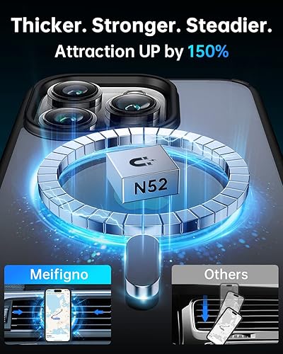 Miniatura 4 de Meifigno Magic Mag Series - Funda diseñada para iPhone 14 Pro, protección de grado militar y compatible con MagSafe, parte trasera mate translúcida