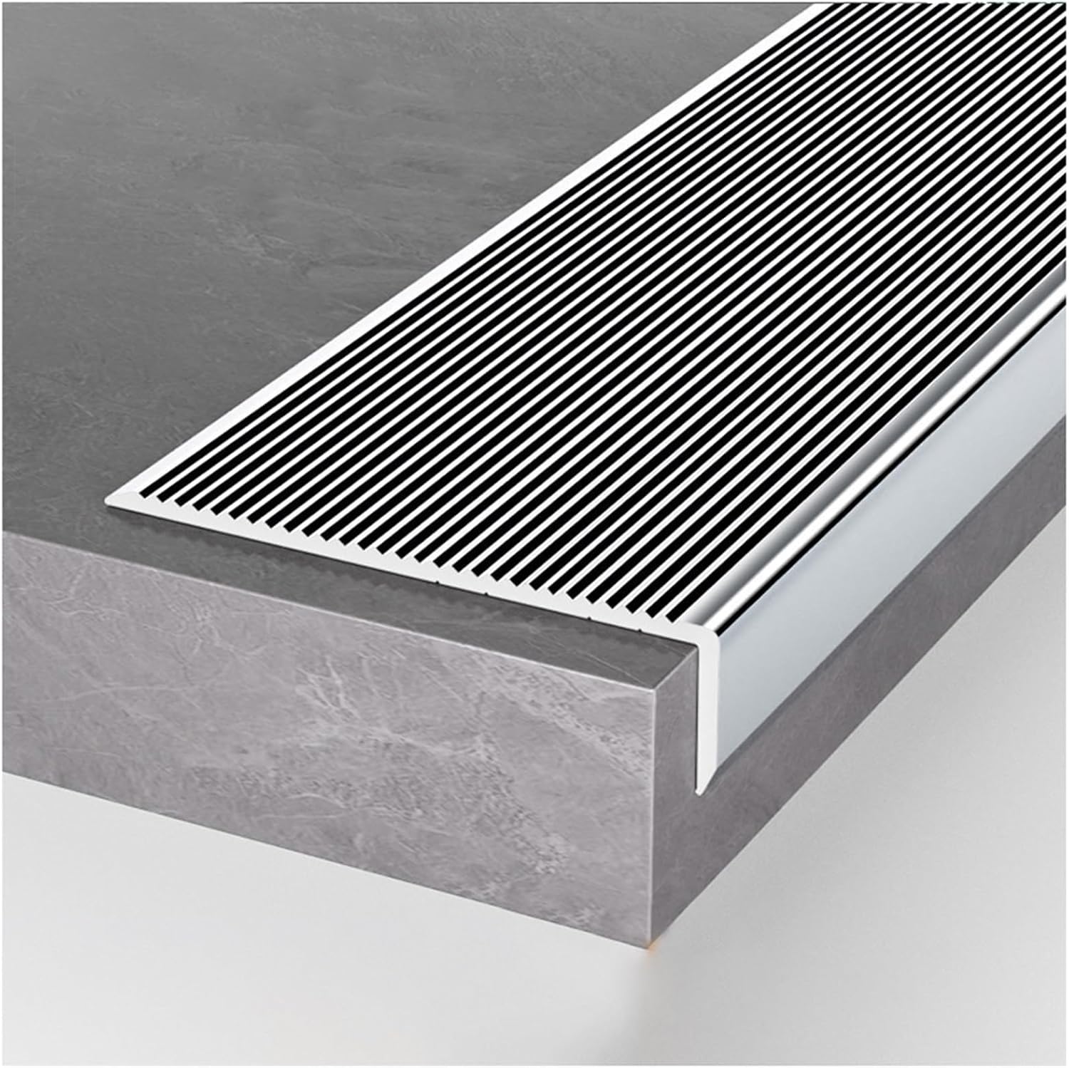 JNTFNE Edging Strip Door strip Aluminum Stair Nosing 10cm Extra Wide Tread Edge Protector for Outdoor Indoor Steps(Silver,L-60/152cm)