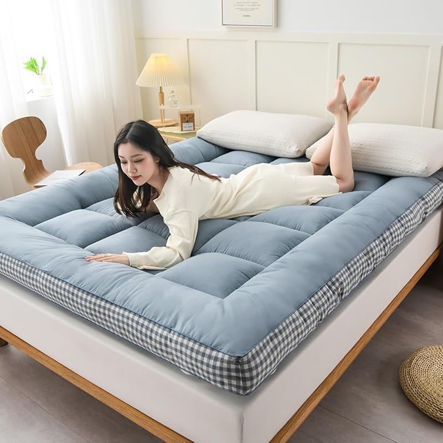 Matelas Pliable Futon Double Matelas Pliable 1 Place 2 Personnes Matelas Futon 1 Place 2 Places Futon 2 Places Convertible pour Les Chambres d'amis(E,1.5mx2m)