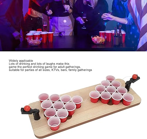 Miniatura 3 de Fockety Tapete de mesa de Beer Pong, juegos de mesa para adultos, tablero de mesa de Beer Pong con tablero de madera y 20 tazas y 2 accesorios