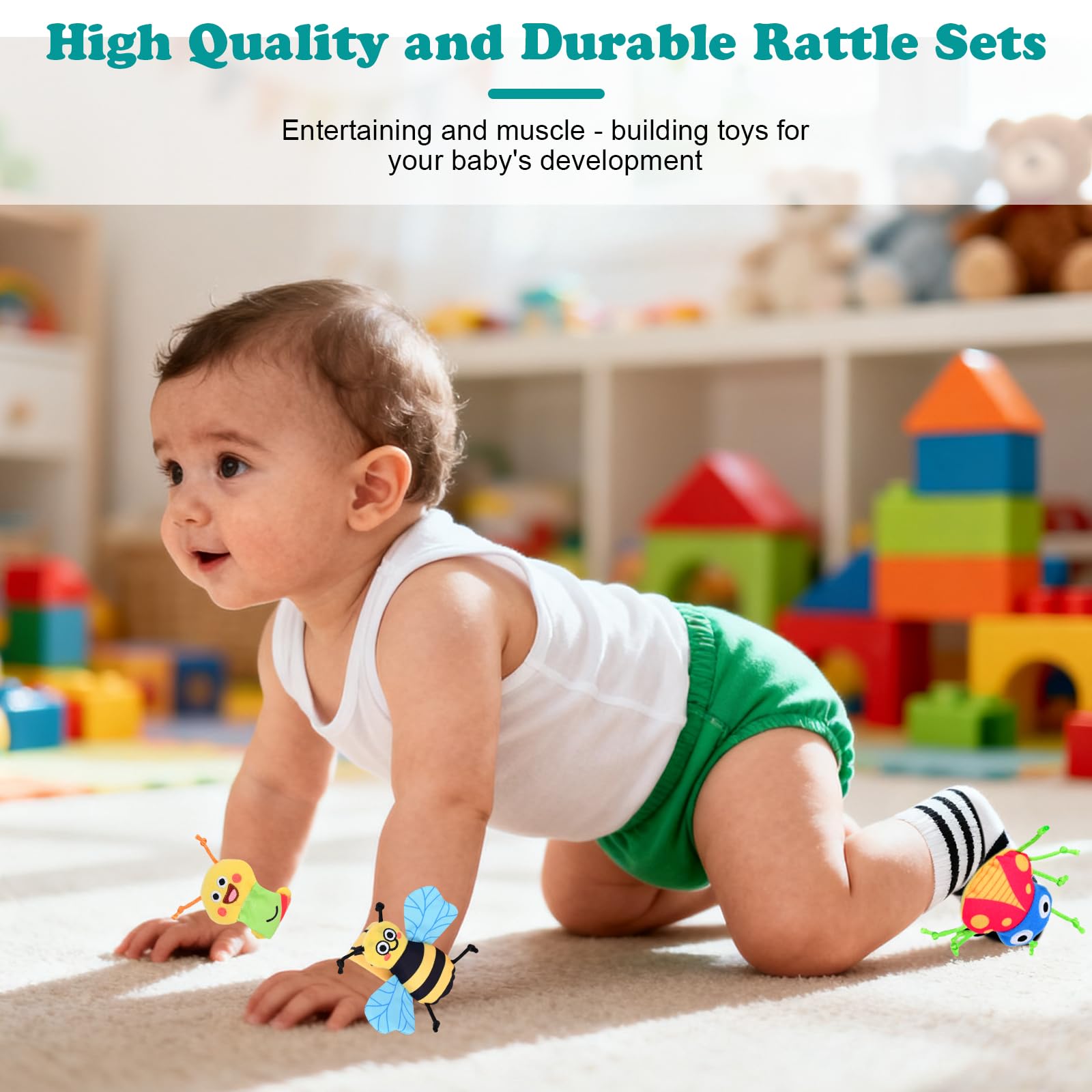 Baby Wrist Rattle & Foot Finder Set for 0-12 Months Newborn - Image 3