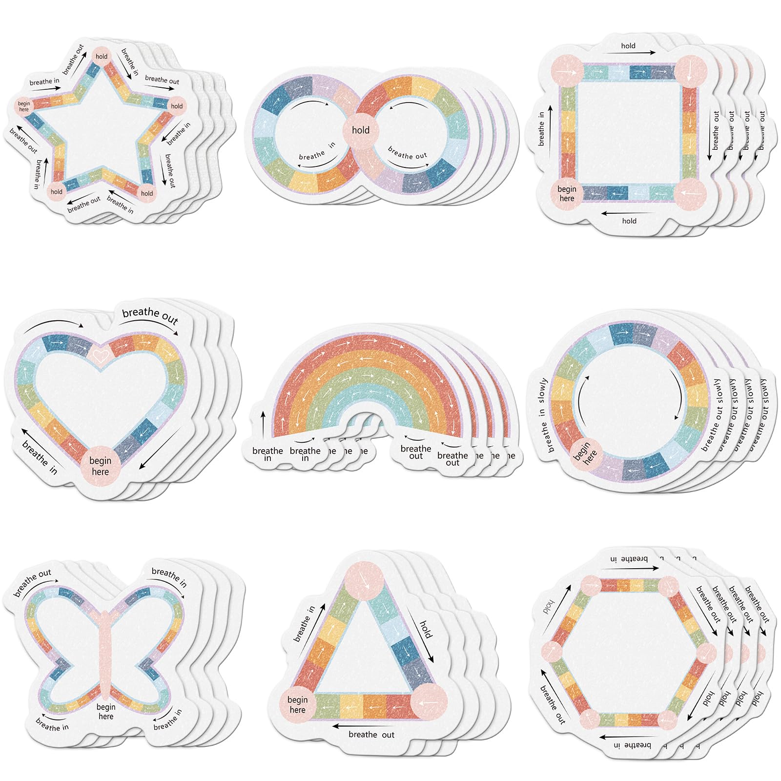 Gersoniel 36 Pcs Anxiety Sensory Stickers Strips Adhesive Textured Mental Health Calm Stickers Mindfulness Fidget Decals Stress Anxiety Relief Items