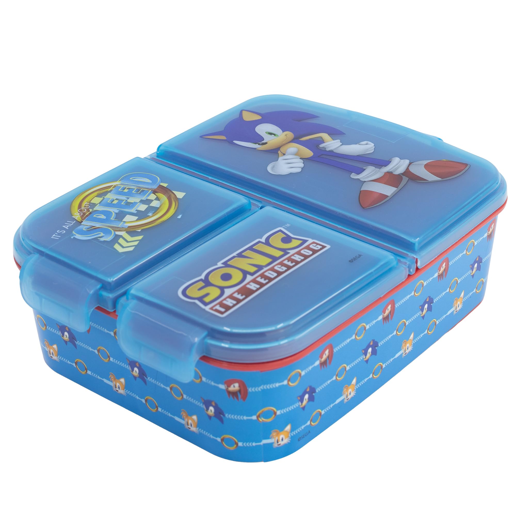 STOR Multiple Compartment Sonic Lunchbox School dinnerbox