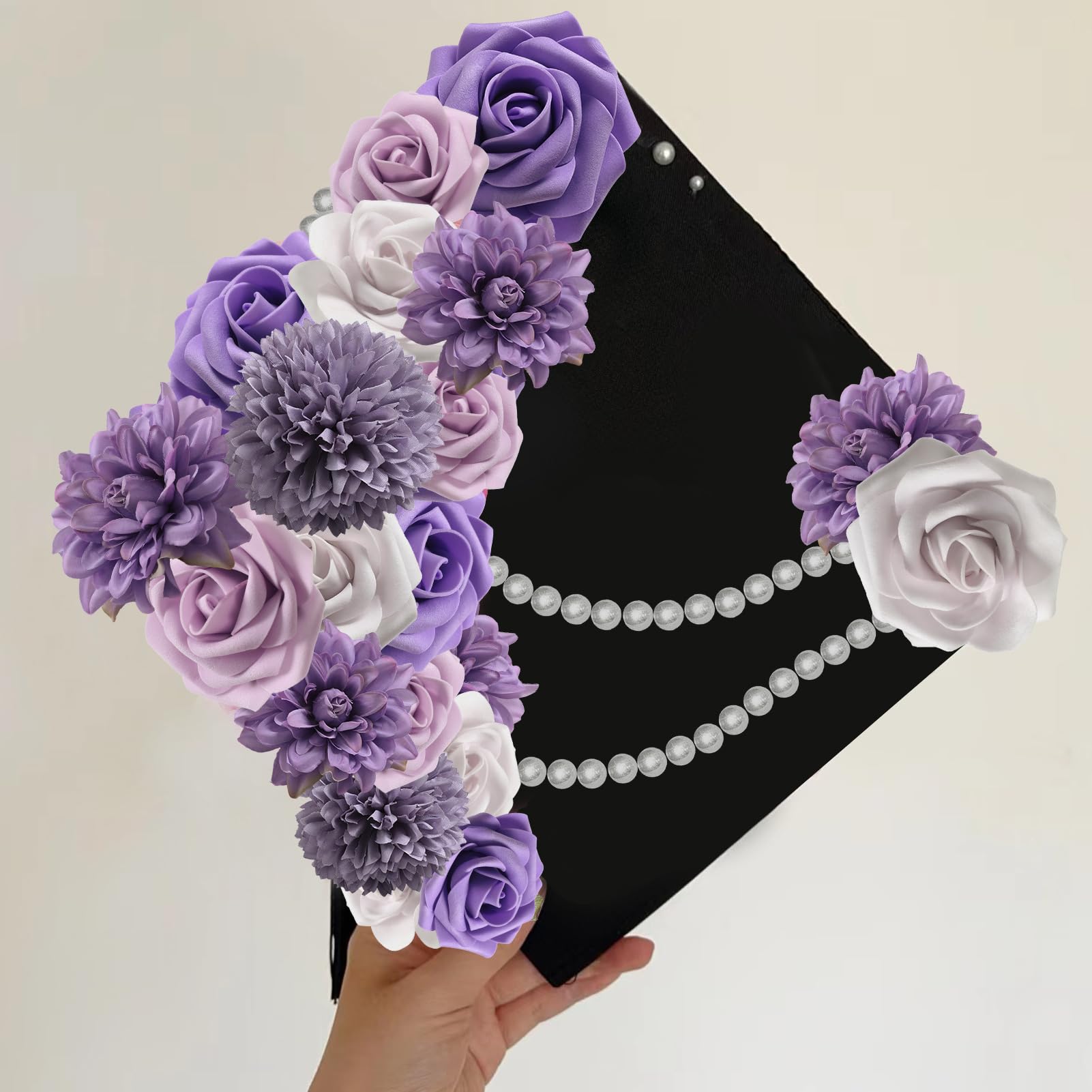 rongflower Set di fiori artificiali con foglie di fiori e foglie con steli, per bouquet da sposa fai da te, centrotavola, baby shower, feste, decorazioni per la casa (viola lavanda)