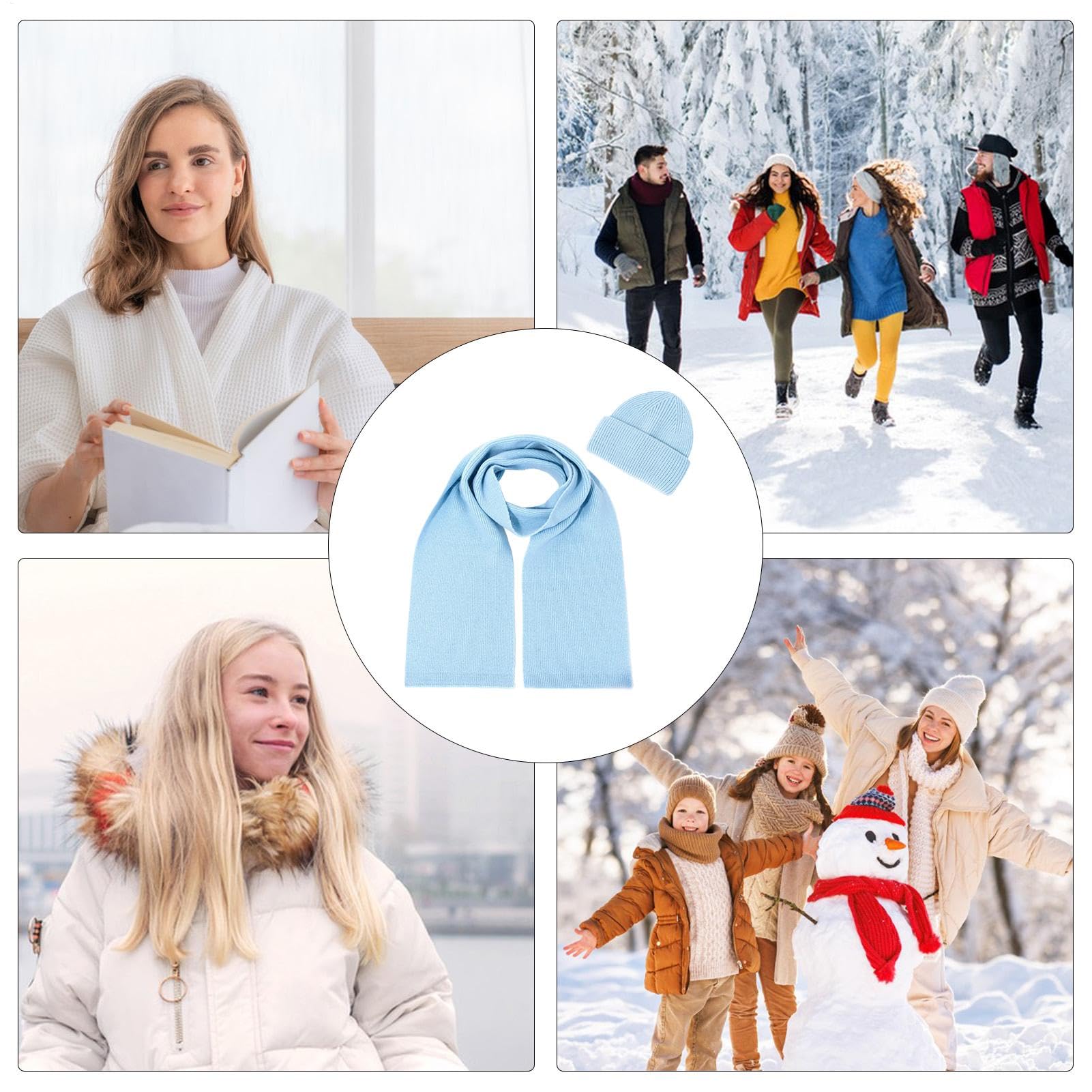 Zestaw czapek i szalików, zimowe ciepłe szaliki dla kobiet, przenośny zestaw szalików, wielofunkcyjne czapki typu beanie do noszenia na co dzień, kemping