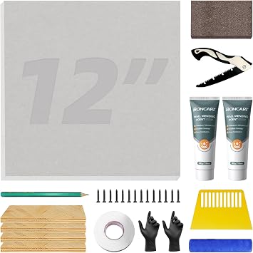 Drywall Repair Kit,Drywall Repair Panel 12 x12,Drywall Patch Kit Large Hole,Sheetrock Repair Kit,Wall Surface Large Hole Fill Quick and Easy Solution | Sheetrock Repair for Wall Surface. Quick Fill Damaged Areas. Includes Tools for Easy Application