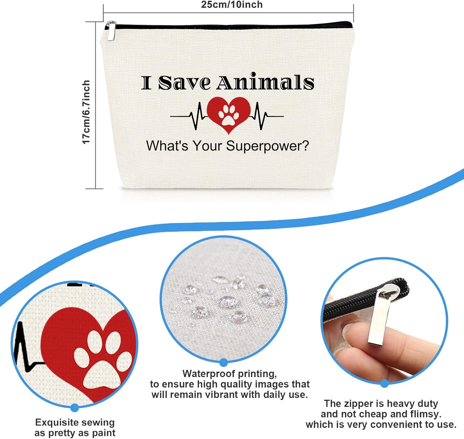 Veterinarian Gifts for Women Animal Lover Gift Makeup Cosmetic Bag Vet Tech Gift Veterinarian Appreciation Gifts Animal Rescue Thank You Gift Veterinary Medicine Students Graduation Birthday Gift - Image 2