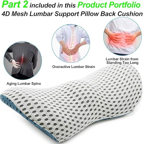 Miniatura 6 de ATLION Almohada de apoyo lumbar y almohada para el cuello del automóvil, almohada lumbar de espuma viscoelástica para aliviar el dolor de espalda