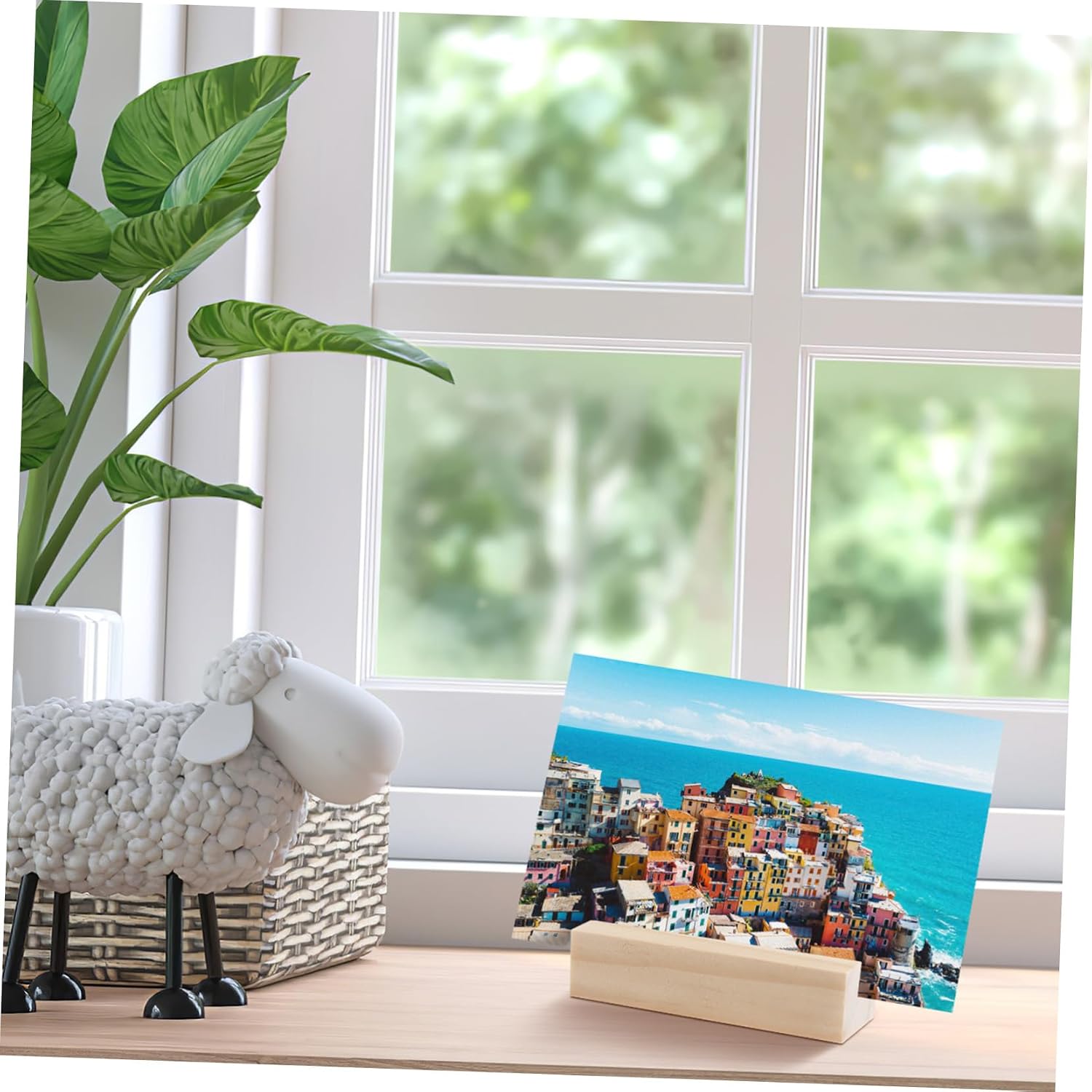 Holibanna 25pcs Wooden Photo Stand Rectangular Picture Holder and Memo Holder for Home Office for Business Cards Photos and Notes Chic Design for Desk Organization