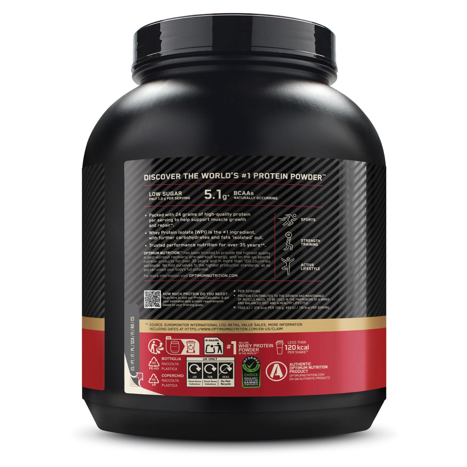 Optimum Nutrition Gold Standard 100% Whey Proteine con Aminoacidi Doppio Cioccolato 2,02kg 65 Porzioni + Shaker
