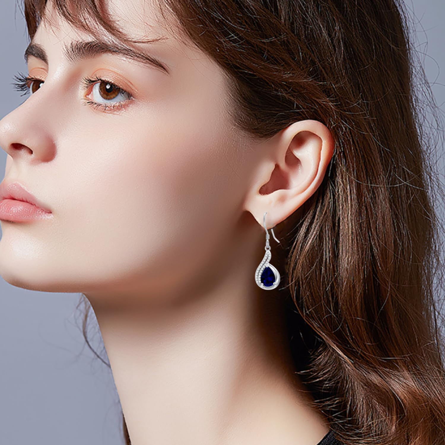 1.5CT Gemstone Earrings for Women 925 Sterling Silver 6mm * 9mm Pear Cut Birthstone Drop Dangle Earrings - Image 2