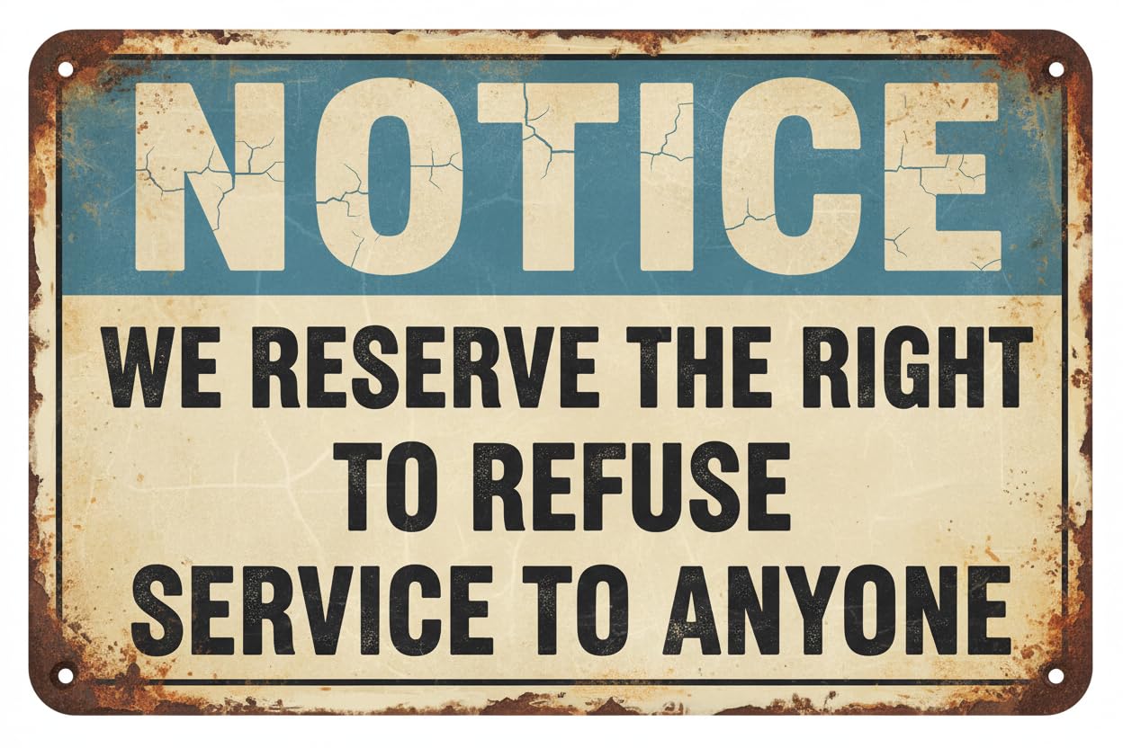 Office Notice We Reserve The Right To Refuse Service To Anyone Metal Tin Sign Business Retail Store Restaurant Bar Hotel Vintage Signs Aluminum Plates Printed