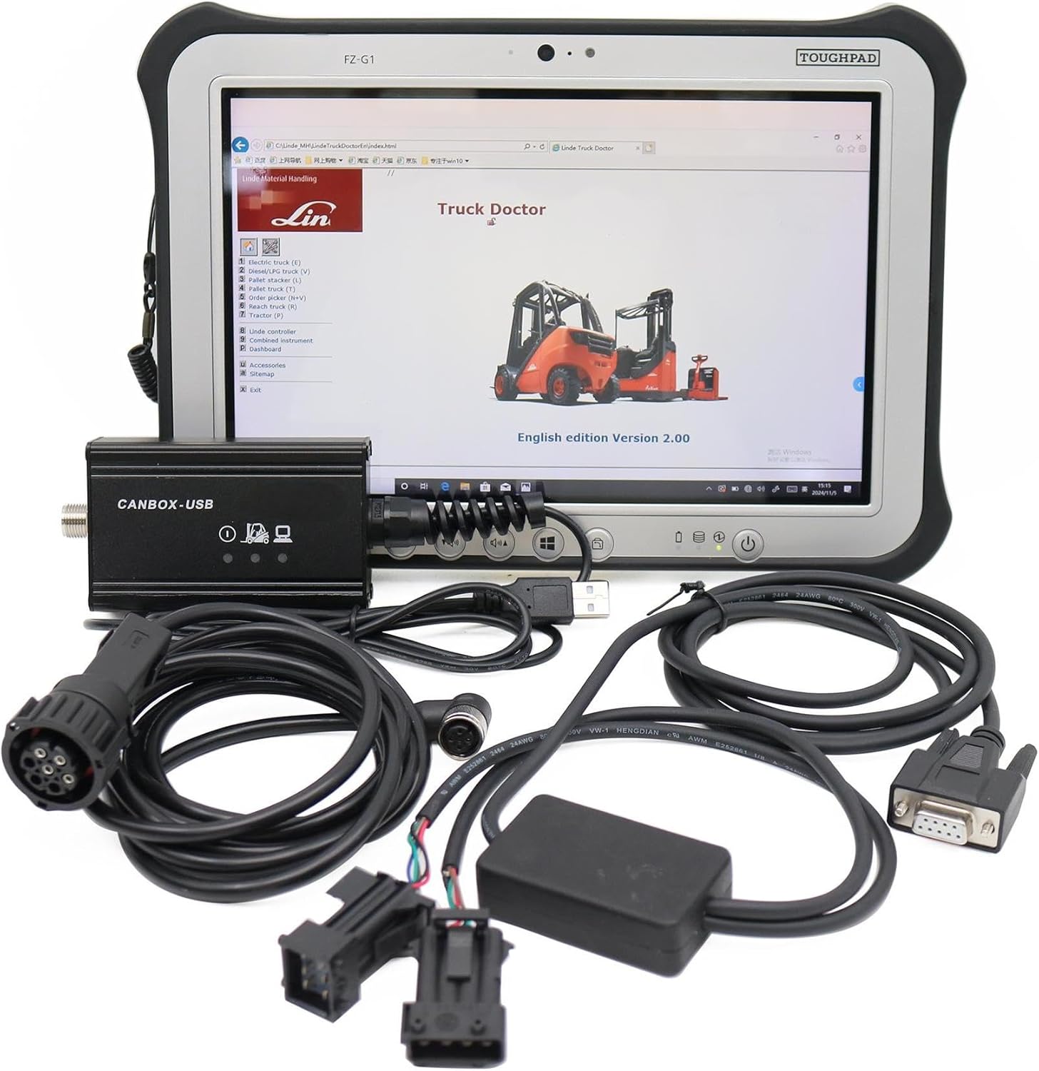for Linde 3003652501 canbox Diagnostic Tool with Pathfinder Software Forklift Truck Diagnostic Scanner Tool (Tools with Laptop) (Linde Tool with Tablet)