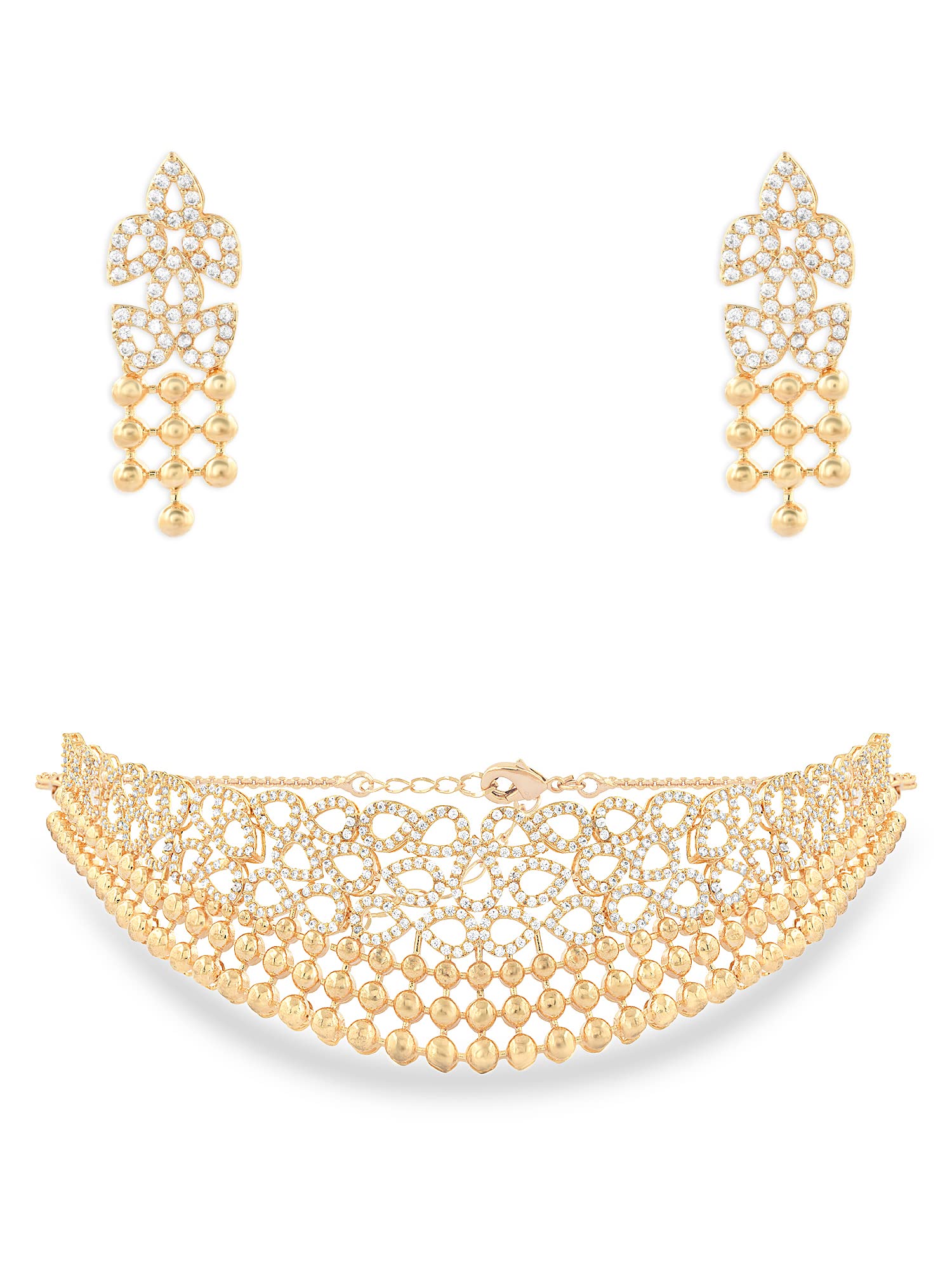 See full amazon price history chart for ZAVERI PEARLS Gold Tone Dazzling Cubic Zirconia Choker Necklace & Earring Set For Women-ZPFK15418 ZAVERI PEARLS Gold Tone Dazzling Cubic Zirconia Choker Necklace & Earring Set For Women-ZPFK15418 (B0BVZS98PD) Amazon Price History, Amazon Price Tracker