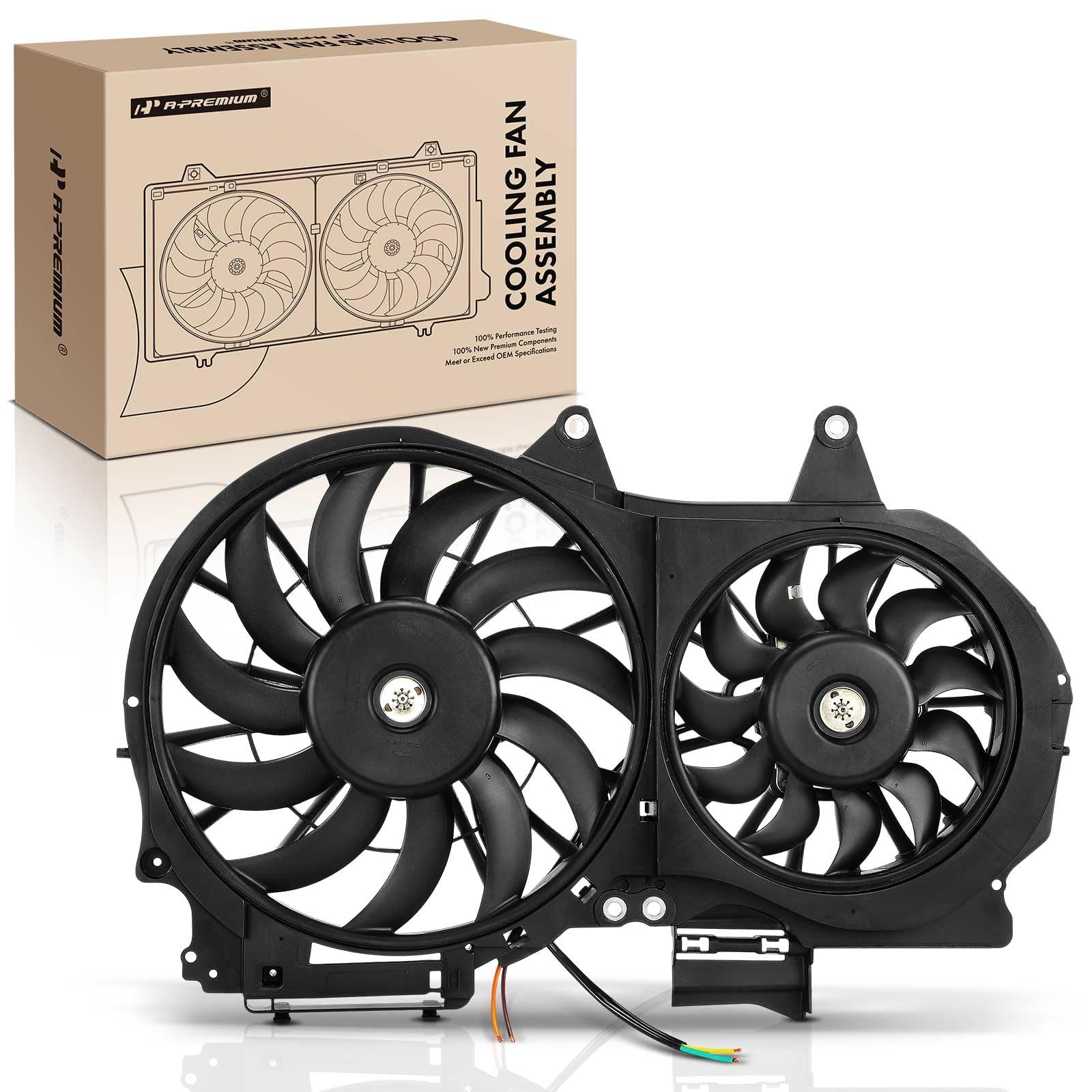 A-Premium Engine Radiator Cooling Fan Assembly Compatible with Select Audi Models - A4 2002-2009, A4 Quattro 2002-2006 2009-2009 - Replace# 8E0121207F
