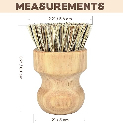 Miniatura 4 de Juego de cepillos de bambú y palma para cocina, para limpiar platos, ollasartén de hierro fundido, fregadero, cepillos ecológicos sin plástico con