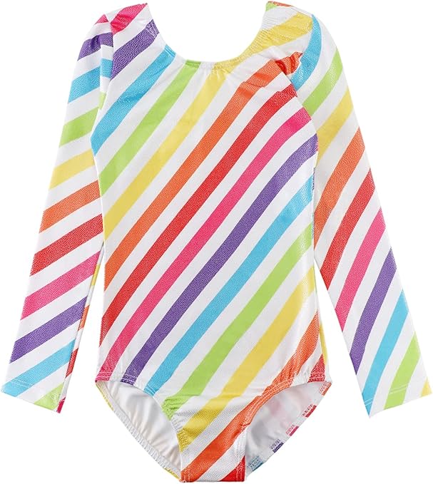 HOZIY Long Sleeve Leotards for Girls Gymnastics Kids Toddler Tumbling Outfits Floral Unicorn Galaxy Rainbow Stripe Pattern