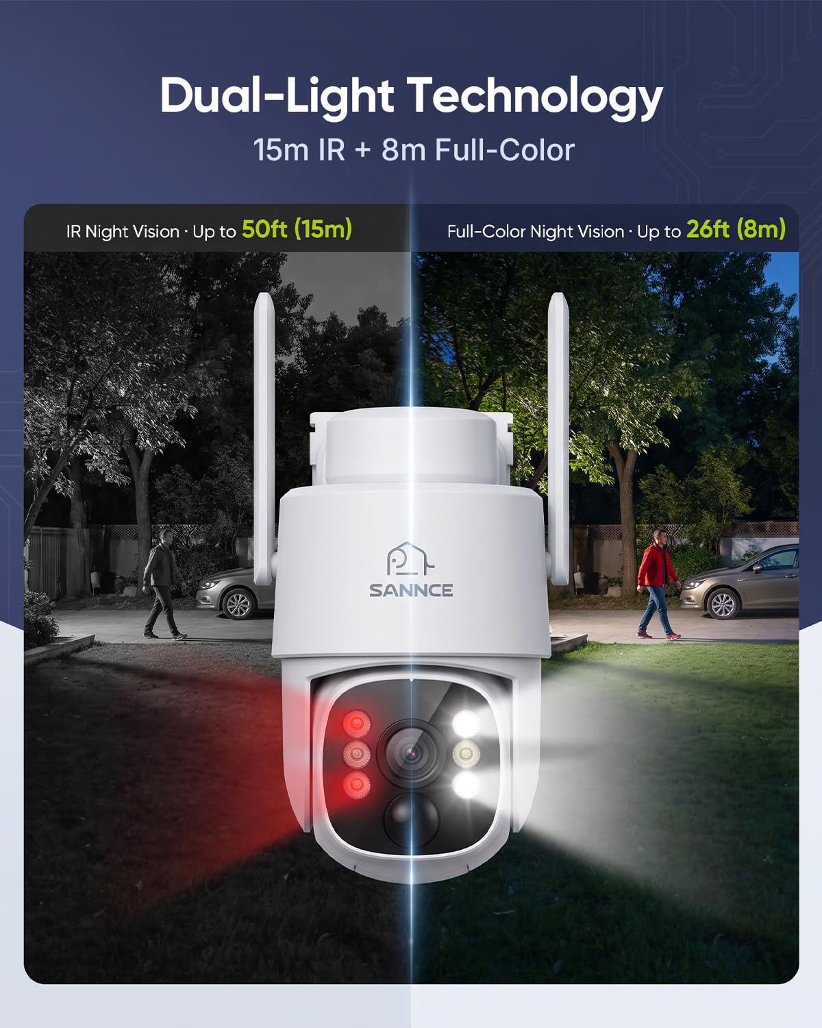 SANNCE 4MP PT Telecamera WiFi Esterno Senza Fili con Pannello Solare