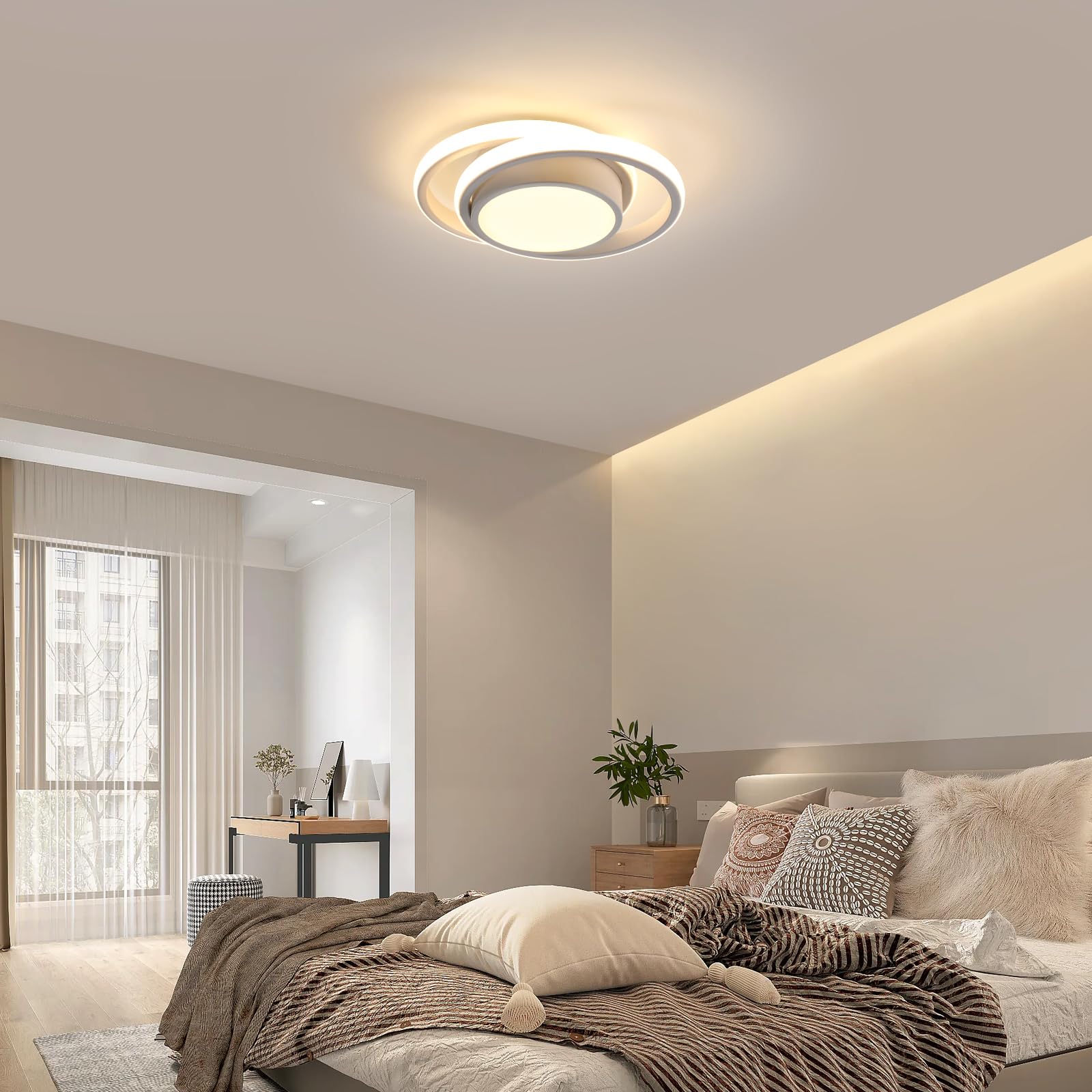 Comely lampa sufitowa LED, okrągła lampa sufitowa, ciepła biel 3000 K 32 W, nowoczesna lampa sufitowa LED do korytarza, kuchni 28 cm
