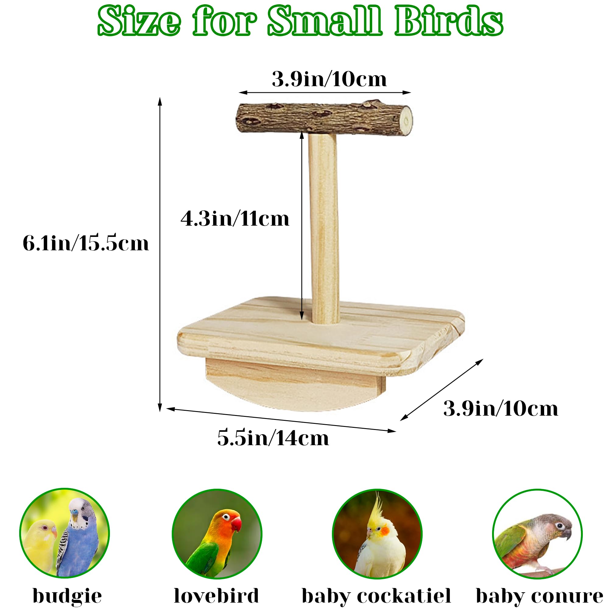 Natural Wood Bird Perch Stand Training, Intelligence Puzzle Enrichment Toys for Parakeets, Wooden Parrot Perch Platform, Bird Playground Play Stands for Conure, Cockatiel, Budgie Interactive Toys - image 4