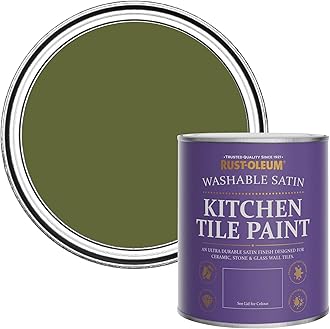 Rust-Oleum Green water resistant Kitchen Tile Paint in Satin Finish - Jasper 750ml