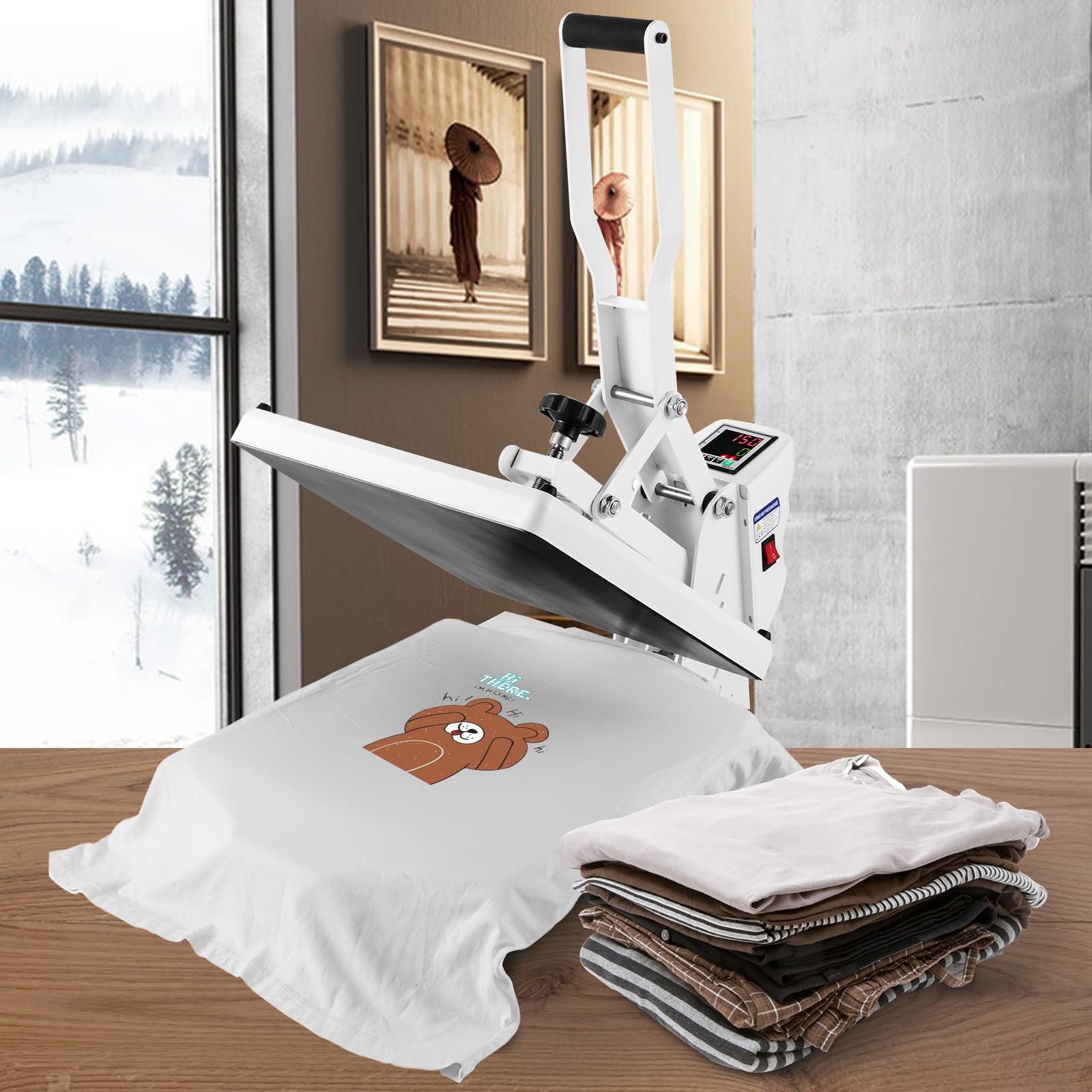 VEVOR Wärmepresse, Wärmepressmaschine für T-Shirts, schnelles Aufheizen, Hochdruck-Wärmepresse 15 x 15, leistungsstarker digitaler industrieller Sublimationsdrucker für Wärmeübertragungsvinyl