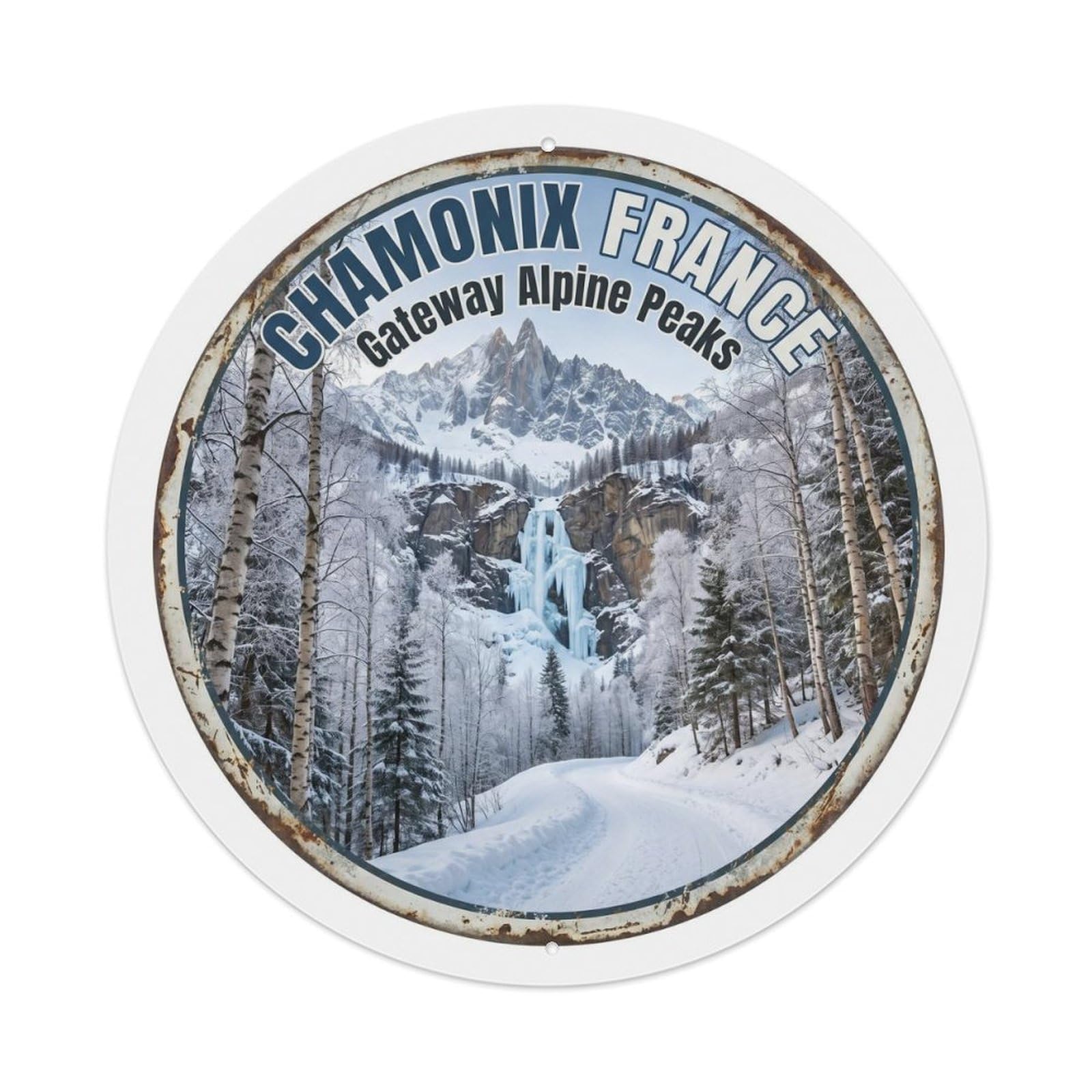 Vintage Travel Chamonix France Mountains Metal Tin Sign
