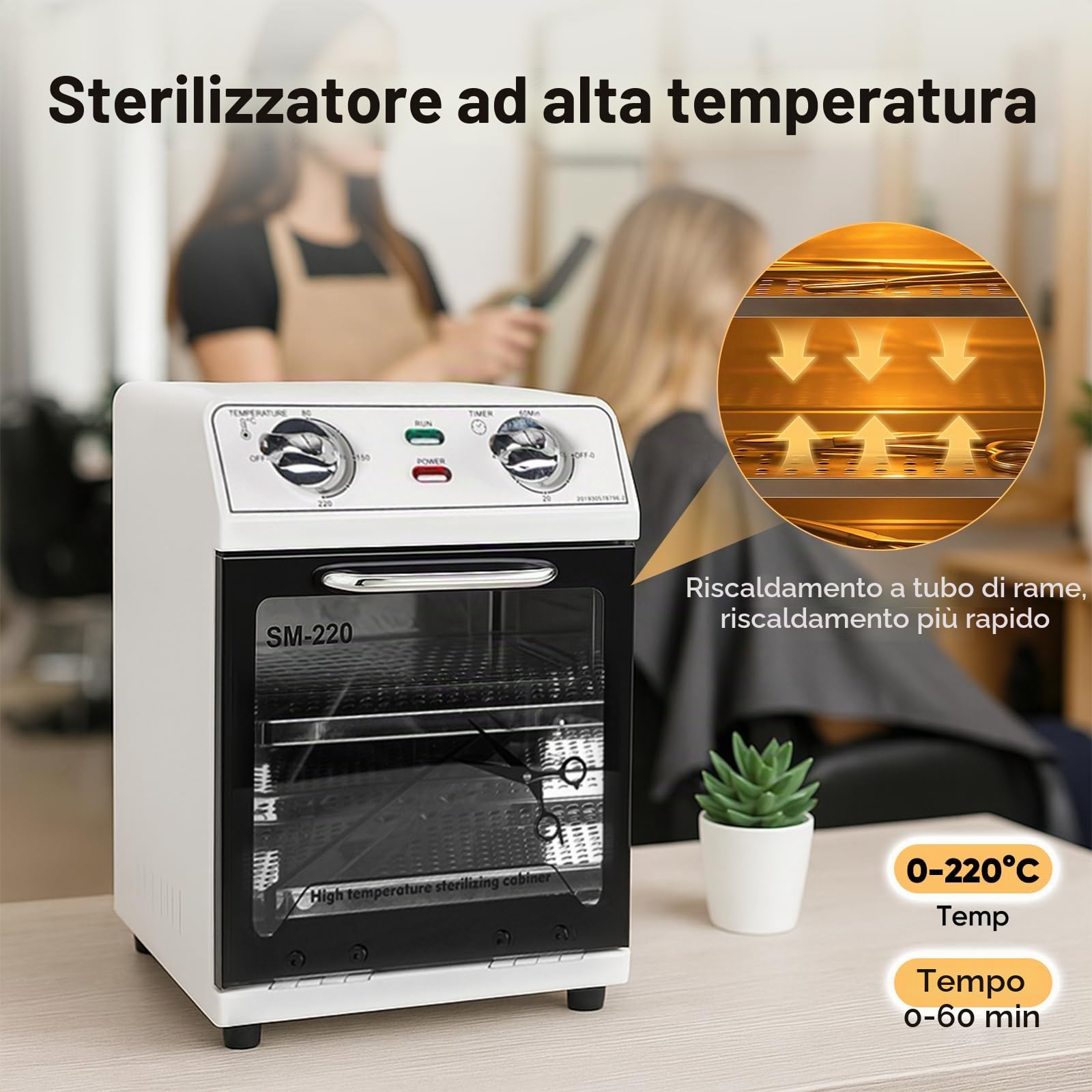 Sterilizzatore ad alta temperatura,sterilizzatore ad alta temperatura a calore secco di grande capacità,sterilizzatore estetica con controllo della temperatura e timer,adatto per strumenti per capelli