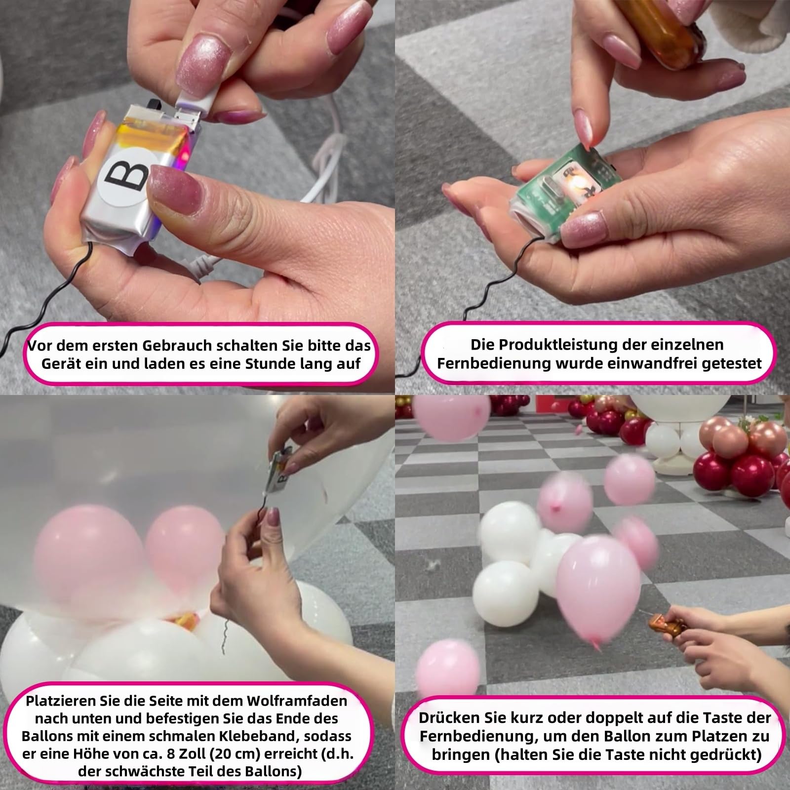 Wiederverwendbarer Balloon Popper Controller mit einer Reichweite von 30 Metern kompaktes und praktisches Design geeignet für jede Art von Party und Balloon Popper Tool kombiniert Party (1 control 4)