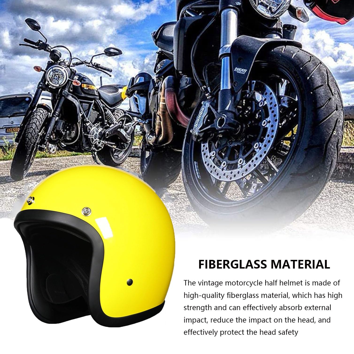 Moto 3/4 Casco Jet Casco Material de Fibra de Vidrio Casco de Motocicleta Vintage Casco De Scooter Chopper Casco De Moto Vintage para Hombres Y Mujeres ECEDOT Homologado