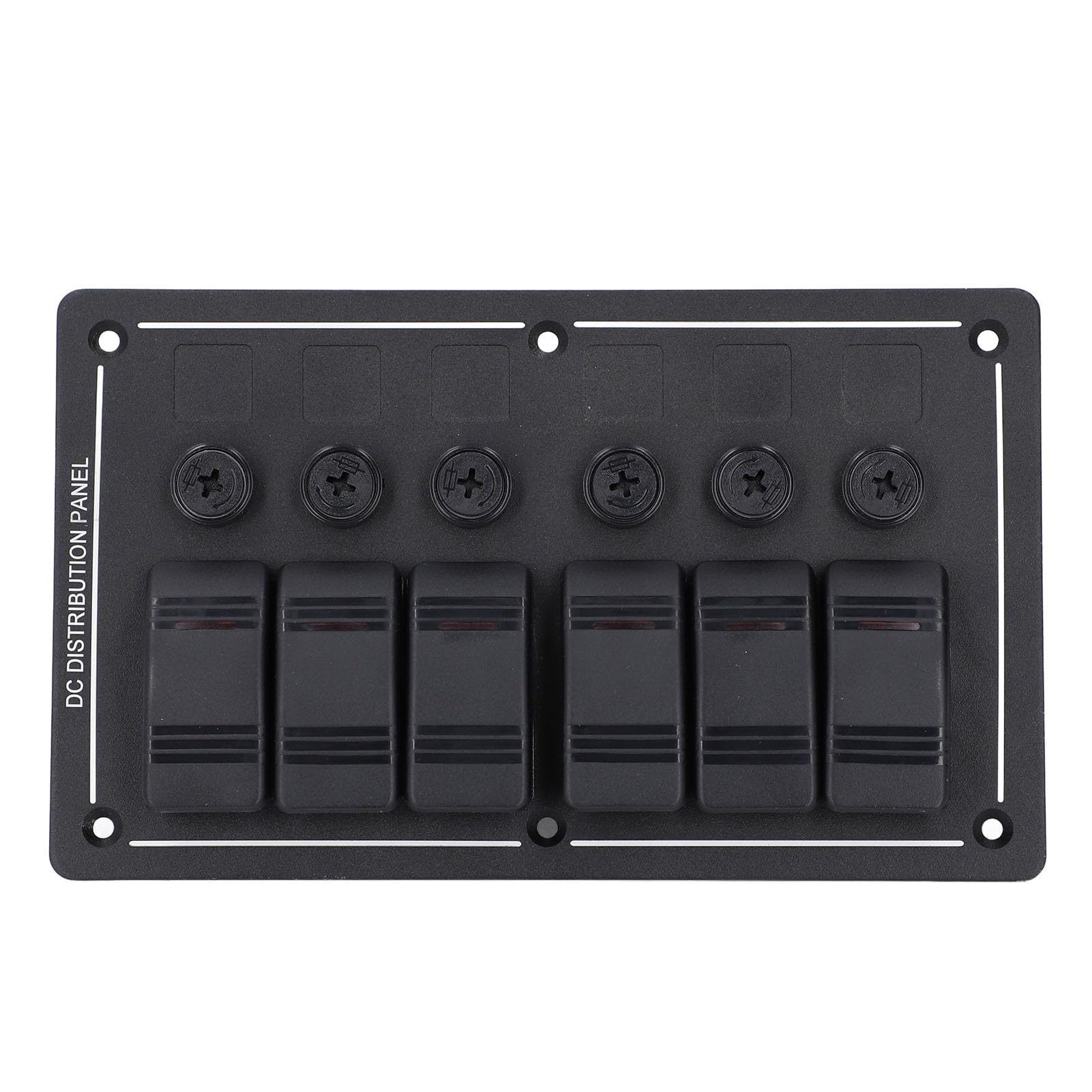 Generic Panel PrzełącznikóW Kołyskowych 6-krotny, Wstępnie Okablowany Aluminiowy Panel PrzełącznikóW 12 V z Zabezpieczeniem Przed Przeciążeniem, IP65 Sterowanie niebieską diodą LED od 120 do 260 W dla