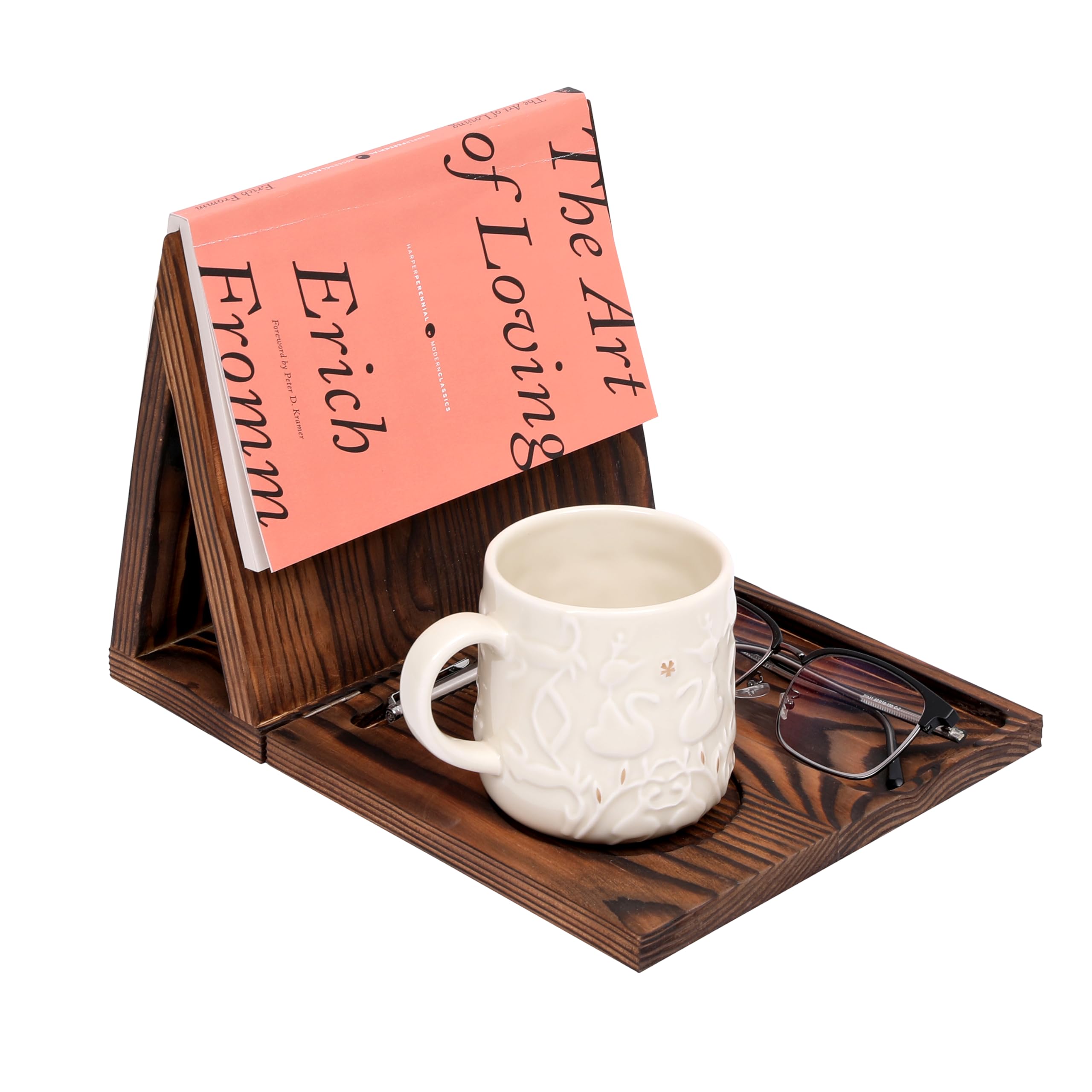 Accessoire Bureau Lecture Repose-livre Triangulaire En Bois Avec Porte-gobelet Yitexin - Support De Lecture, Rangement Bureau Porte-gobelet Bureau