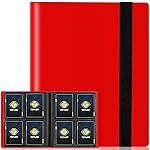 Trading Card Binder, Card Binder Album Folder Book Fit for MTG Baseball Football Sports Cards, Easy to Use Card Collection Binder (Red, 160 Pockets)