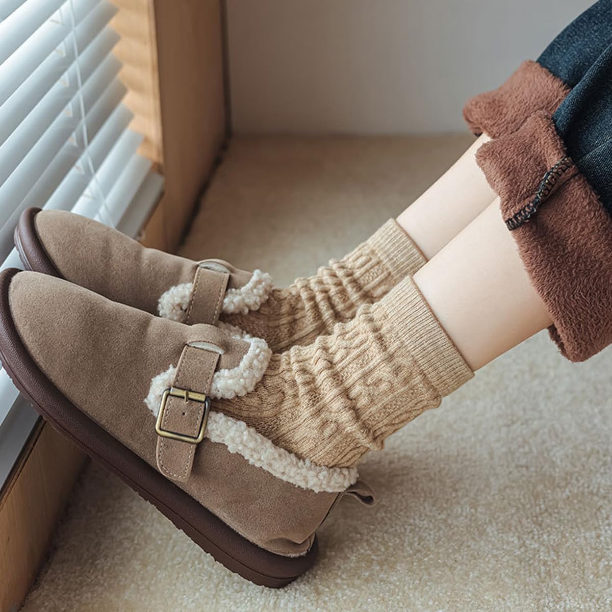 3 Pairs Cable Knit Crew Socks - Women's Y2K Cute Preppy Warm Aesthetic Socks for Fall Winter 2024 - Image 8