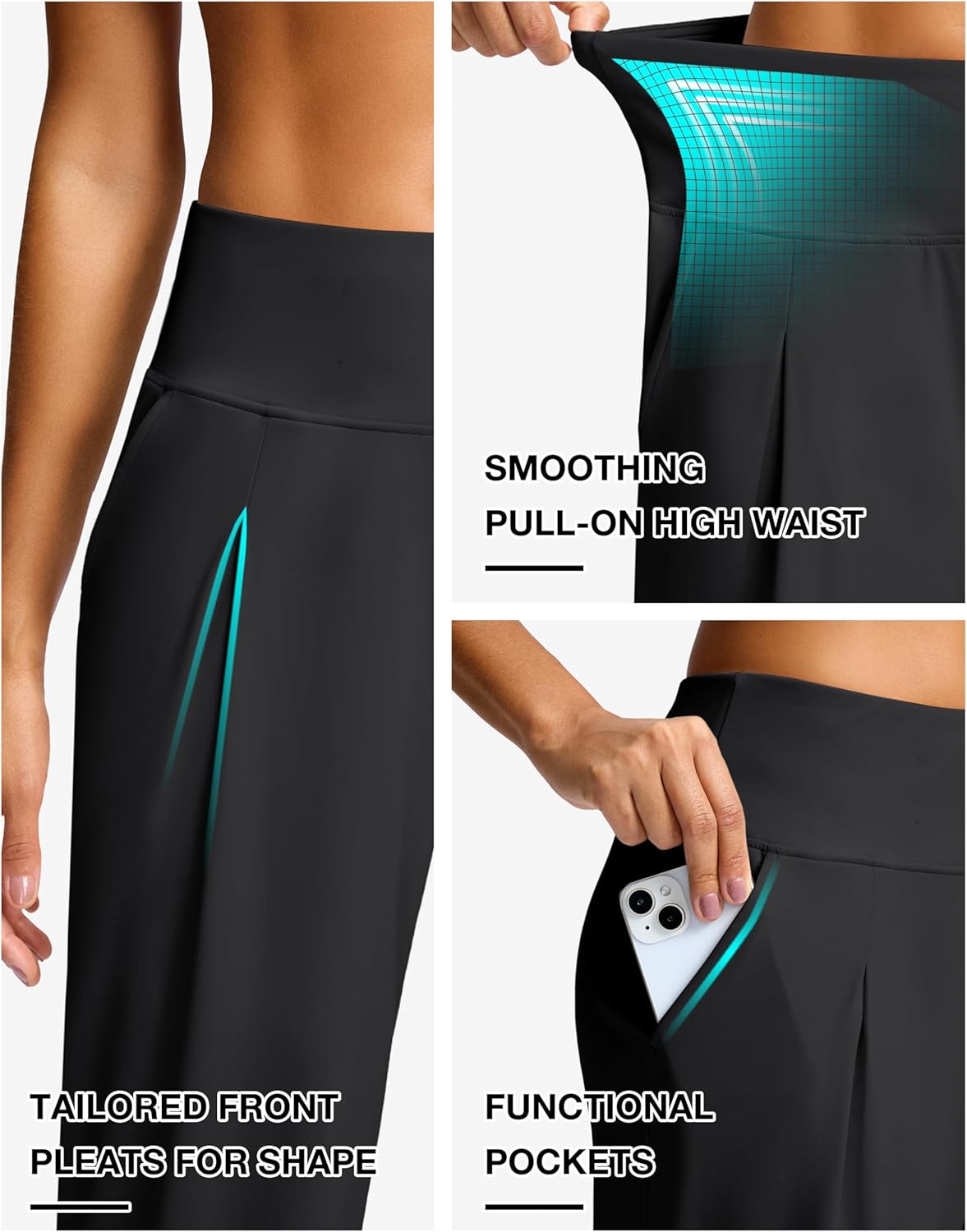 SANTINY Capri Pants for Women Wide Leg Yoga Casual Cropped Pants with Pockets Loose Tummy Control High Waist Capris - Image 4