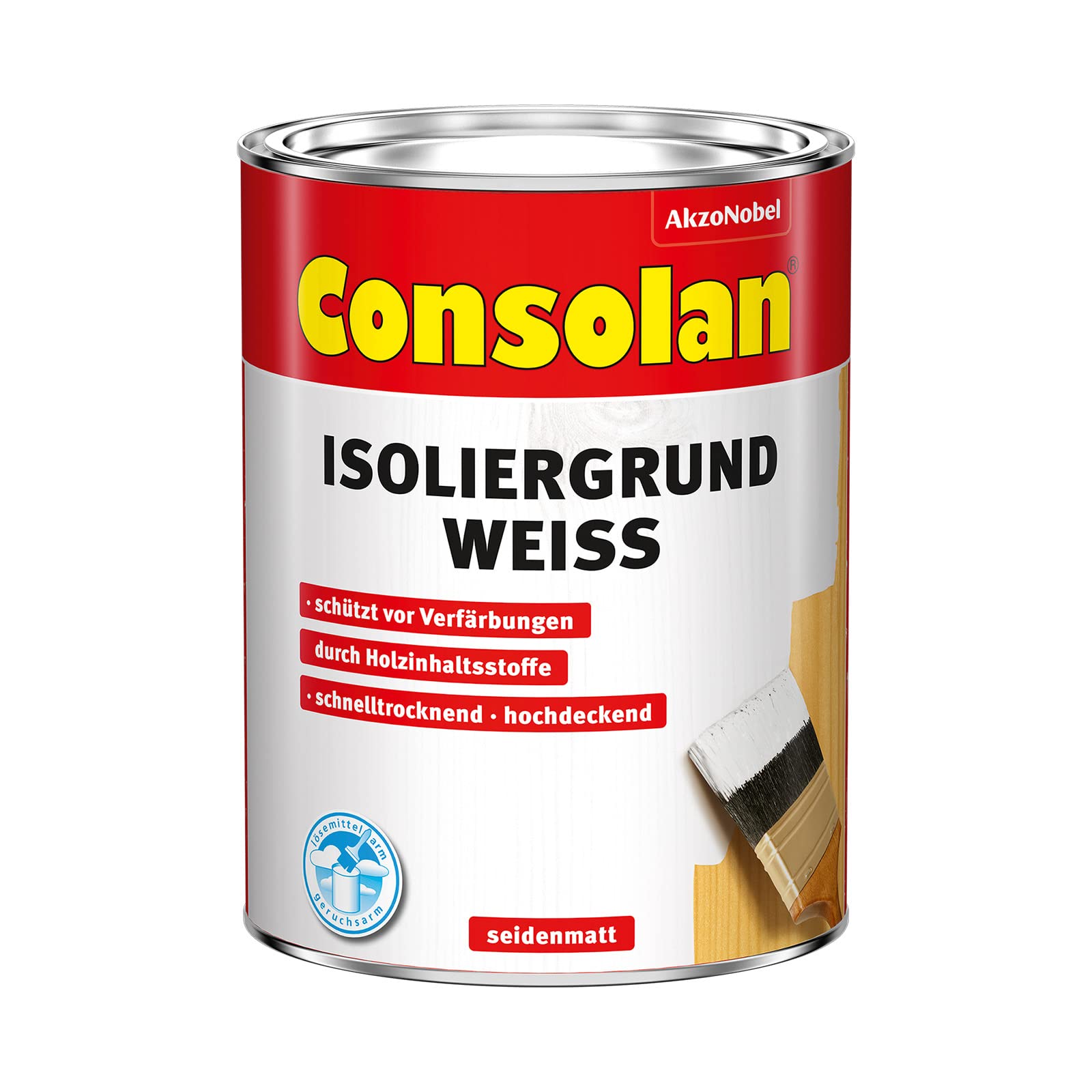 Consolan Isoliergrund, Zuverlässiger Schutz vor Verfärbungen, Weiß, 2,5L