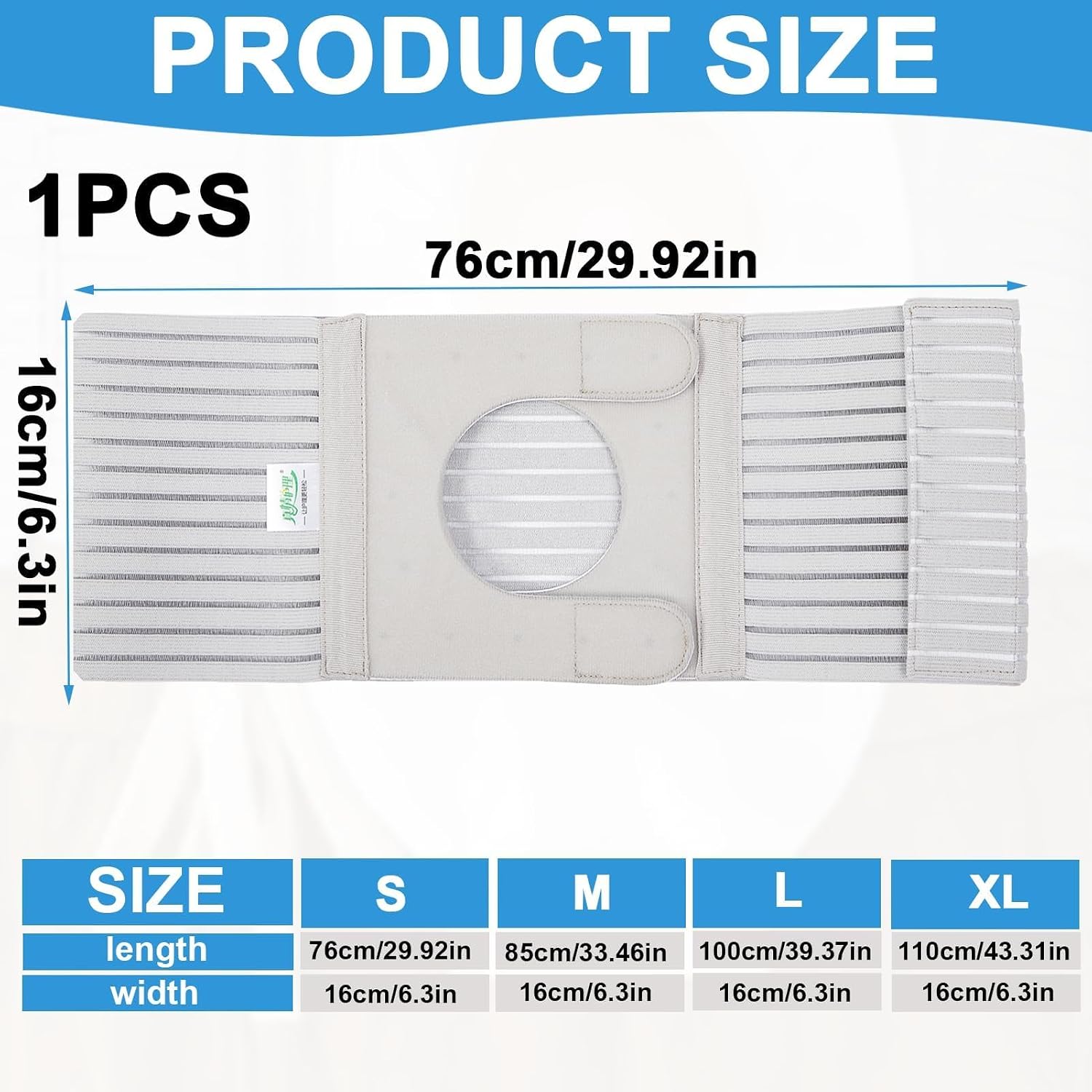 1 Piece Ostomy Belt, Ostomy Support Belts for Men & Women, Ostomy Belts for Colostomy & Ileostomy Bag Holder, Colostomy Supplies Belt Secured with Hook and Loop Fasteners(L)