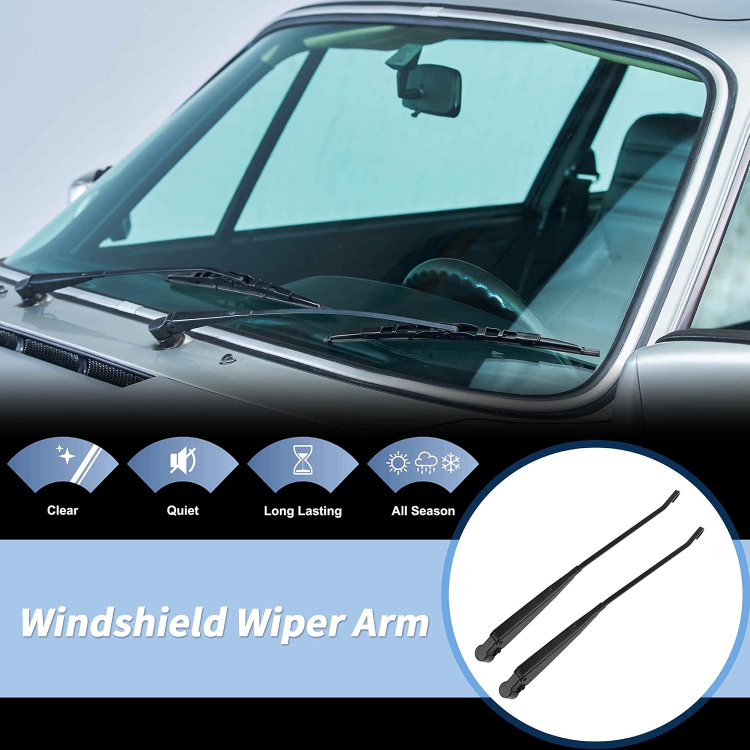 1 Pair Windshield Wiper Arm Fit for Ford F150 F250 F350 Bronco 1991-1996 LH and RH Wiper Arm No.F4TZ17526A/F1TZ17526AA
