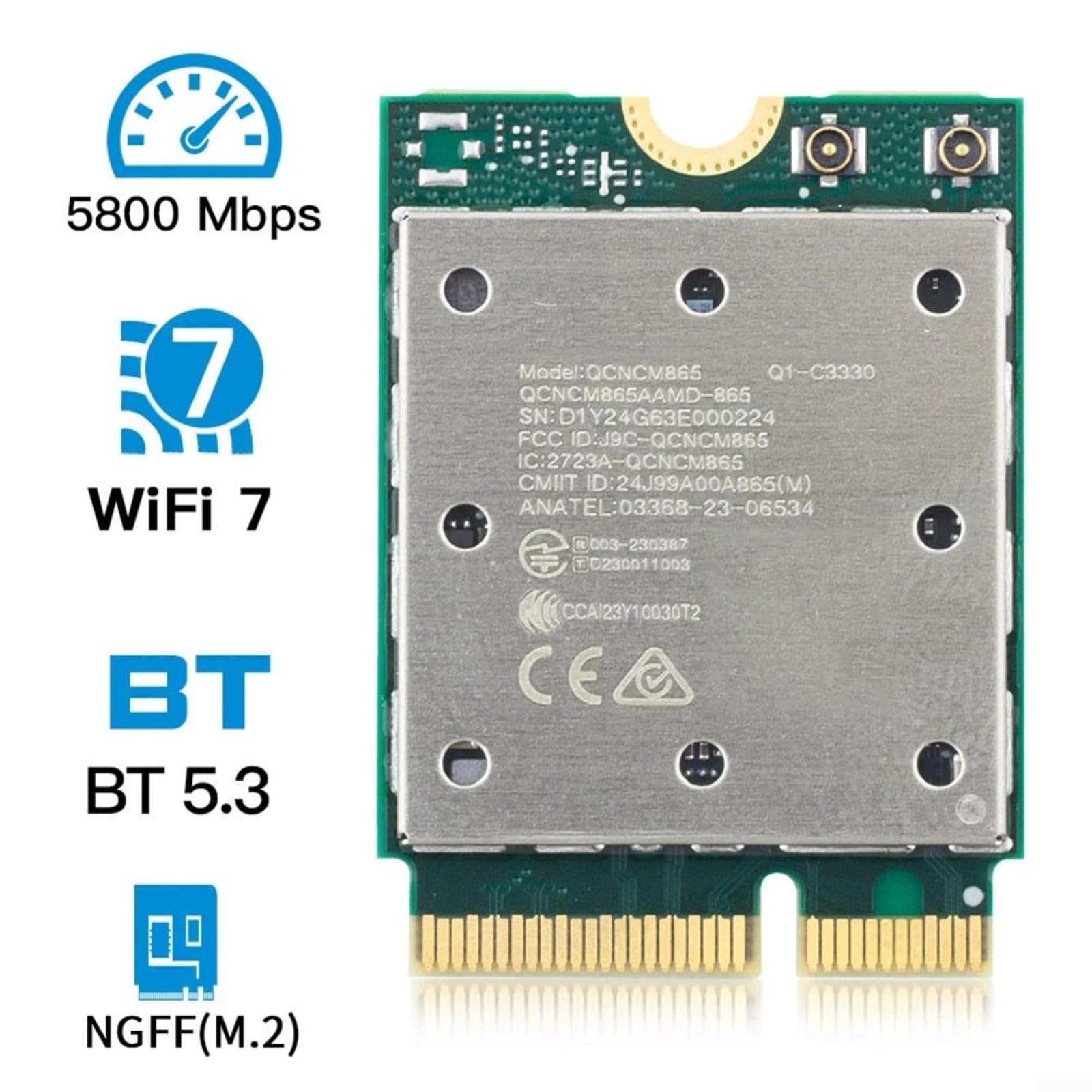 Scheda WiFi 7 M2 6GHz Adattatore Wireless Con BT 53 Modulo Per PC Portatile Desktop Tri-Band Interfaccia di Rete 24G/5G/6GHz Per Sistemi Windows 11