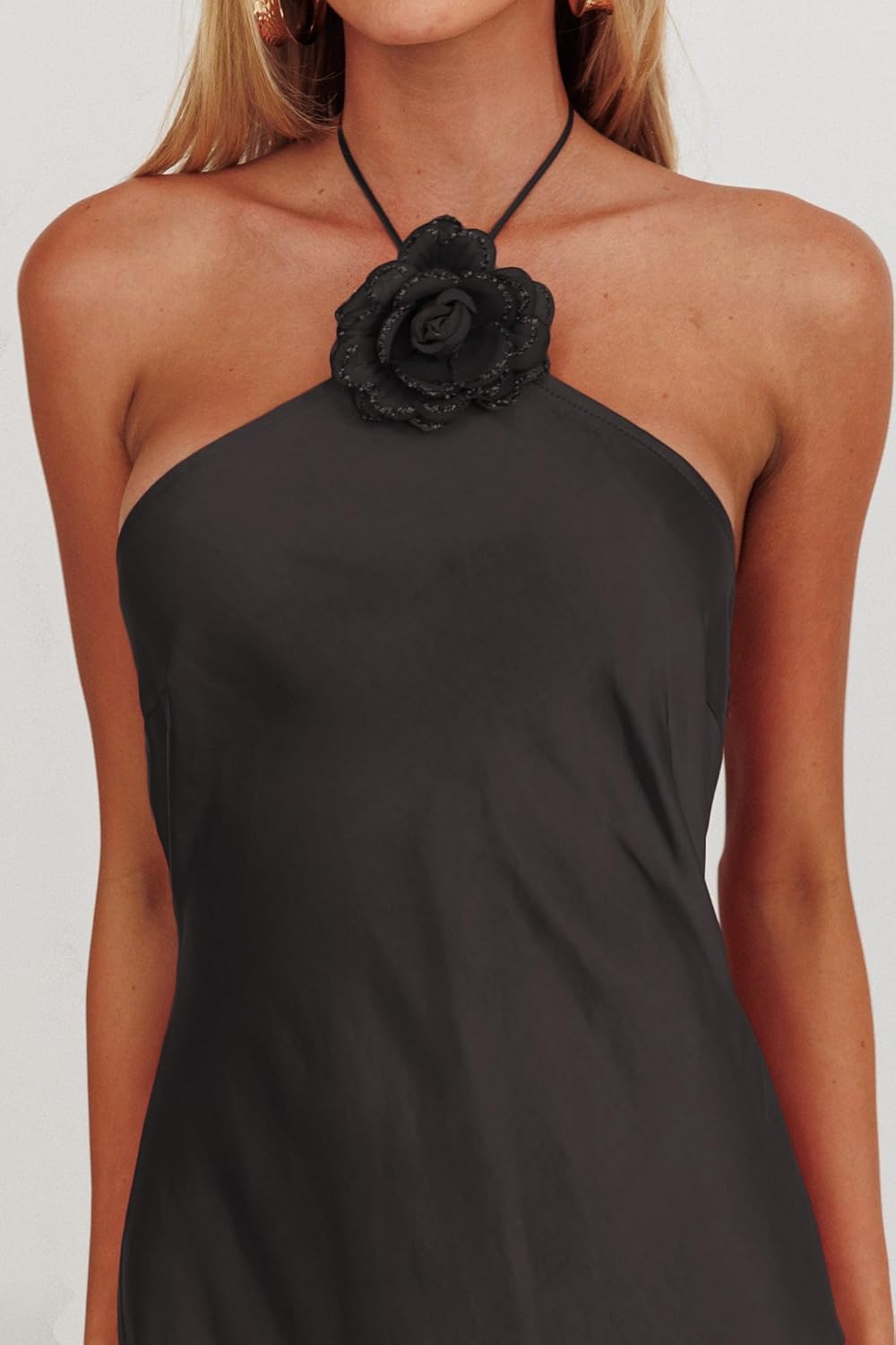 Summer Satin Halter Backless Maxi Dresses for Women 2025 Silk Sleeveless Formal Wedding Guest Long Dress - Image 3