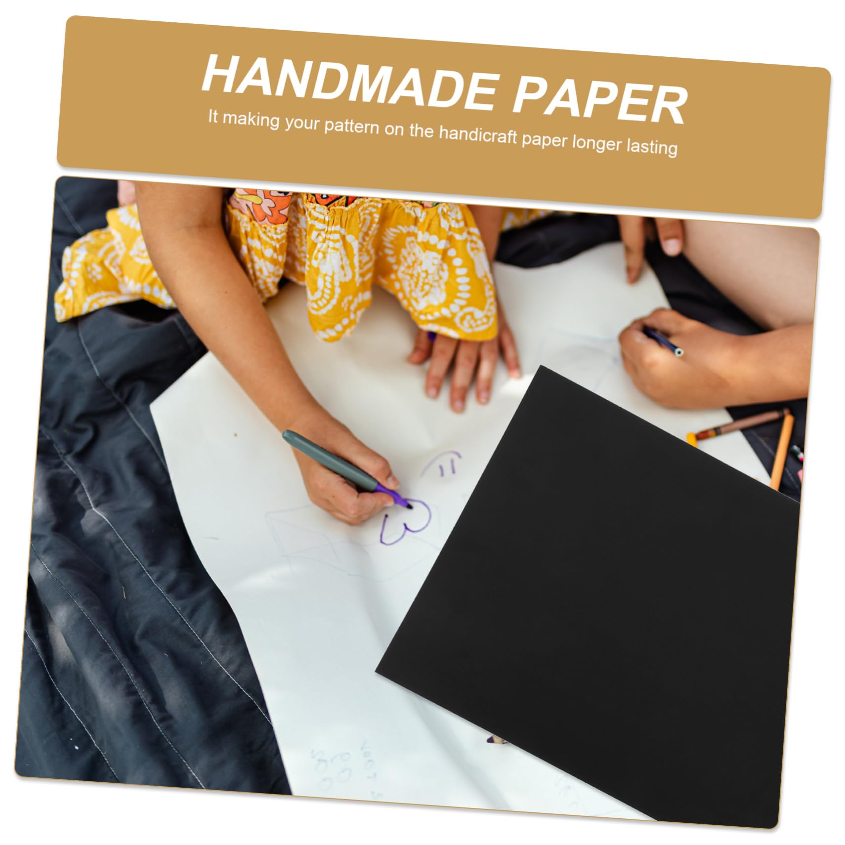VILLCASE 250 G/m² Papier Cartonné Noir A3 Papier Cartonné Fait Main 50 Feuilles pour Origami Dessin Peinture