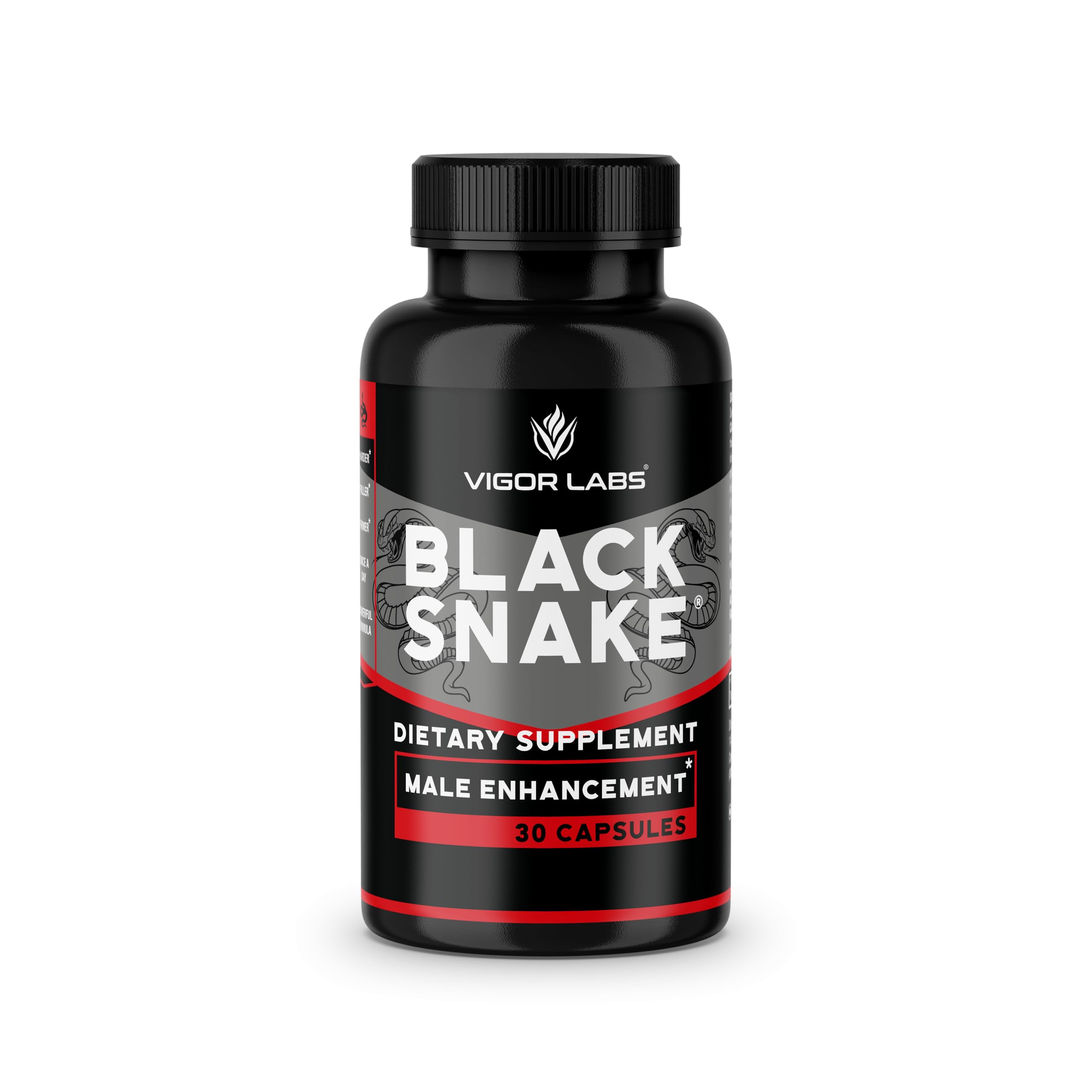 Black Snake by VIGOR LABS - Male Enhancement Capsules (30 Capsules), Boosts Blood Flow, Size and Hardness. Powerful Proprietary Blend of Natural Ingredients. Made in The USA