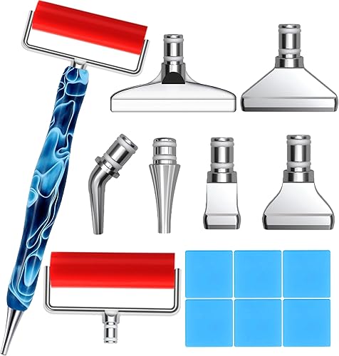 Heyseri 15 bolígrafos de pintura de diamante con rodillo de rueda, bolígrafos de arte de diamante de acero inoxidable, puntas de metal sin aflojar,