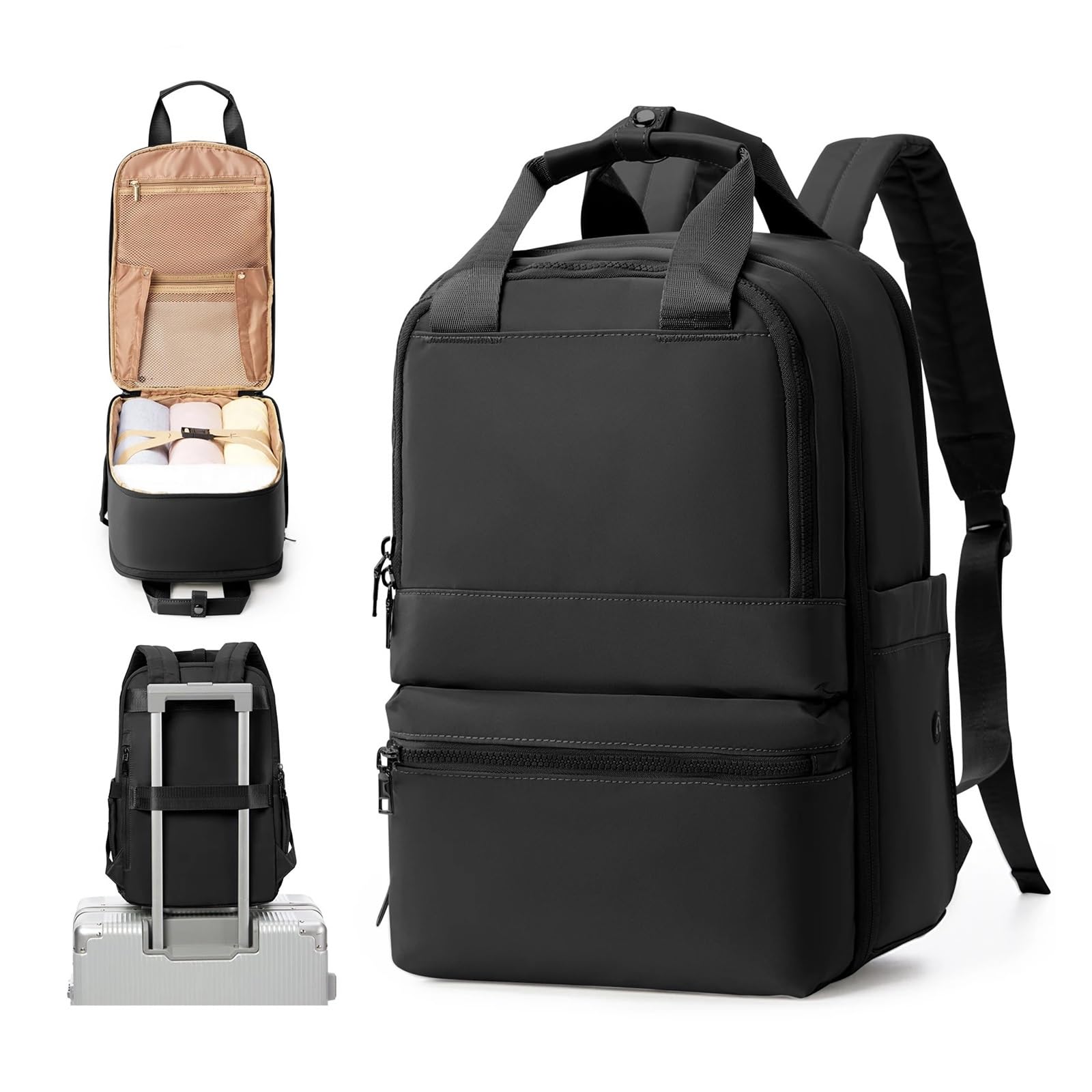 HWJFDC Vacuum Backpack Travel Leisure Backpack For Men Women 40x20x25 Vacuum Compression Carry On Laptop Backpack Large Capacity(Black)