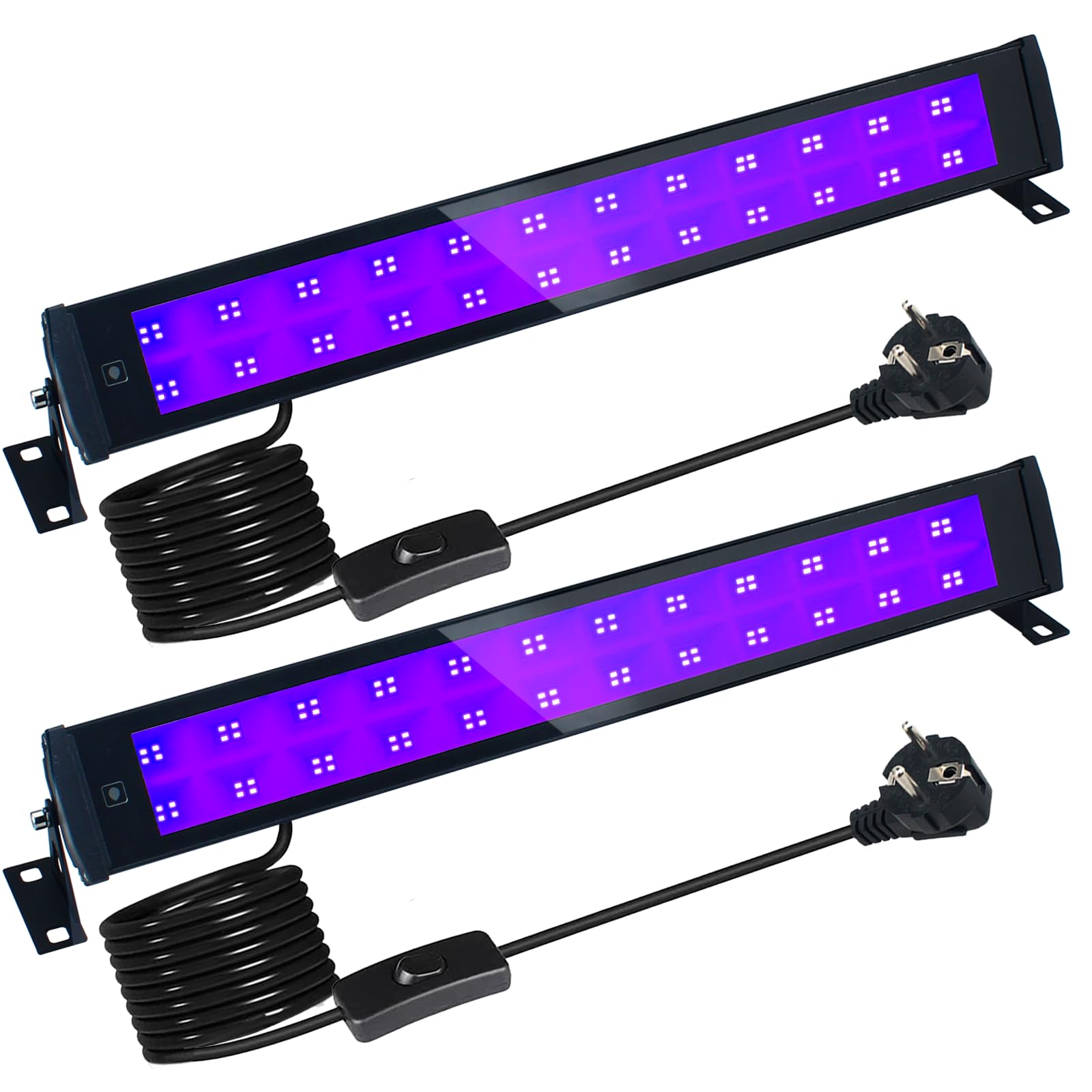 2 Piezas 50W UV Luz Negra LED Fluorescente Barra con Interruptor, Lámpara Ultravioleta IP66 Impermeable,Luces de Discoteca,Iluminación de Escenario para Fiesta,Halloween, Bar Club,Póster Fluorescente