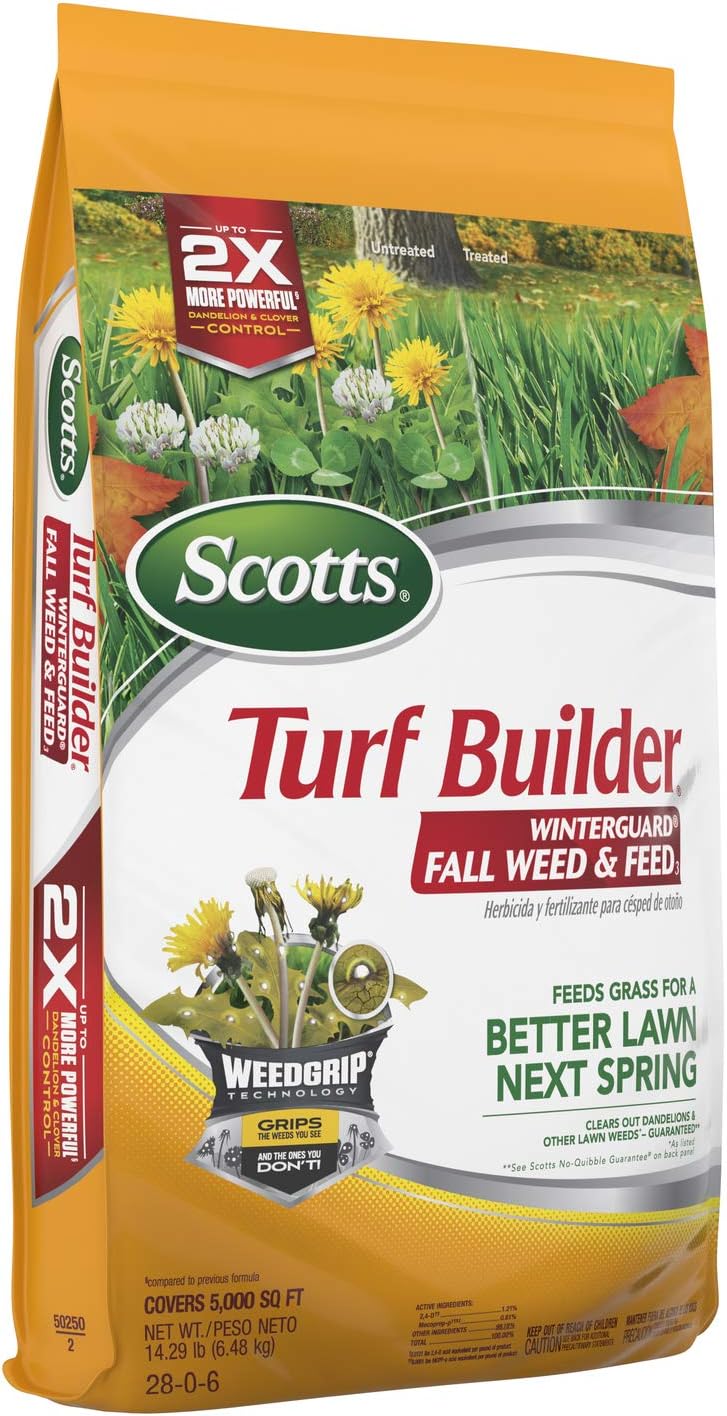 Scotts Turf Builder WinterGuard Fall Weed & Feed 3: Covers up to 5,000 sq. ft., Fertilizer, 14 lbs