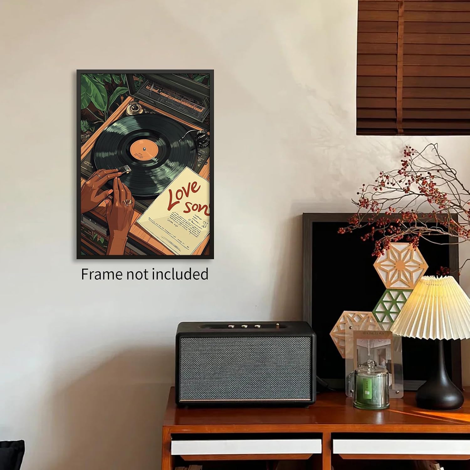 Music Vinyl Record Wall Art Modern Black Woman Poster Vintage Love Song Aesthetic Canvas Prints for Living Room Bedroom Dorm Wall Decor 16x24 inch Unframed image 5
